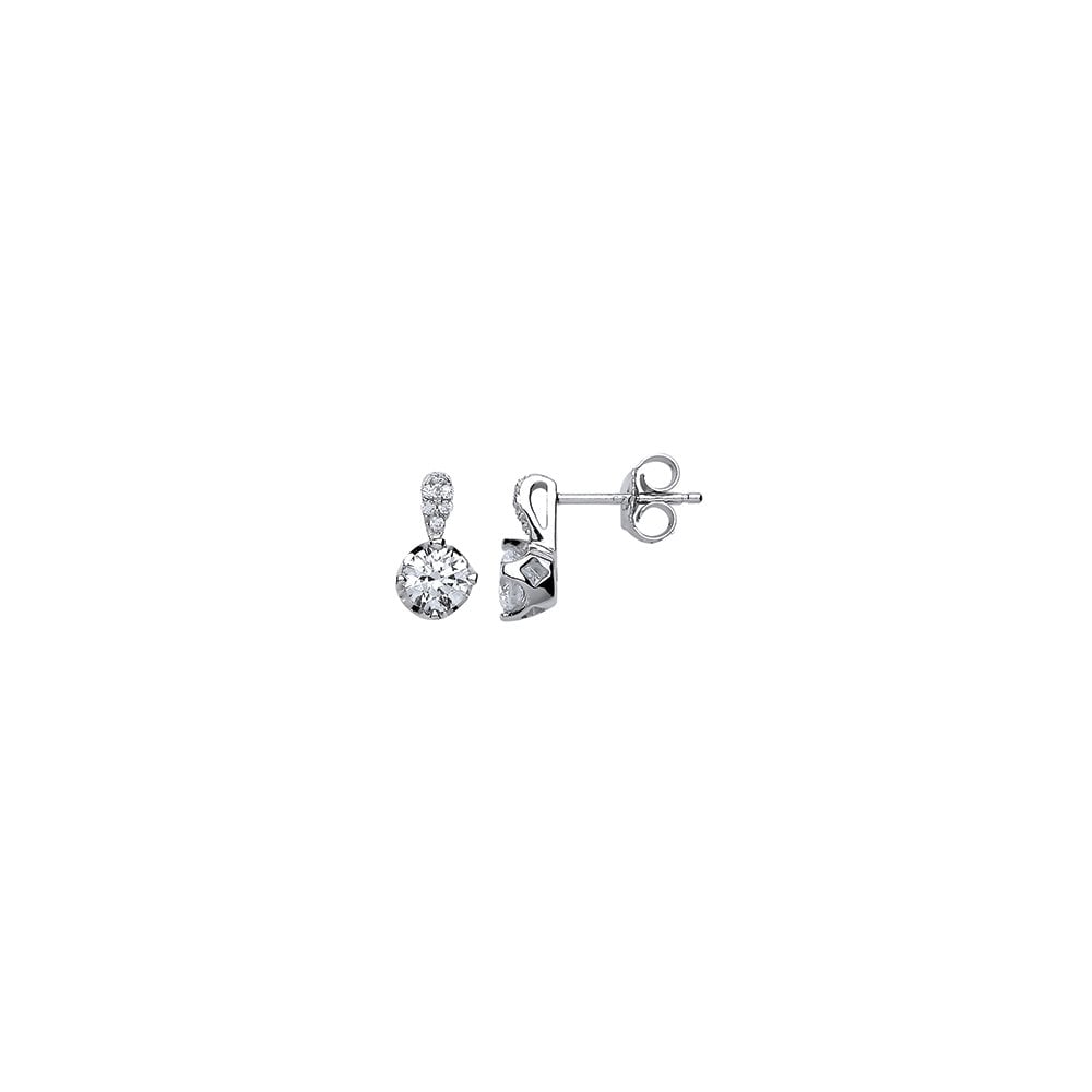 925 Sterling Silver CZ Fancy Stud Earrings