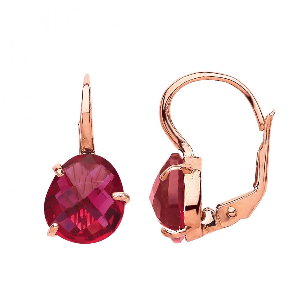 ROSE PLATED SILVER RUBY COCKTAIL EARRING