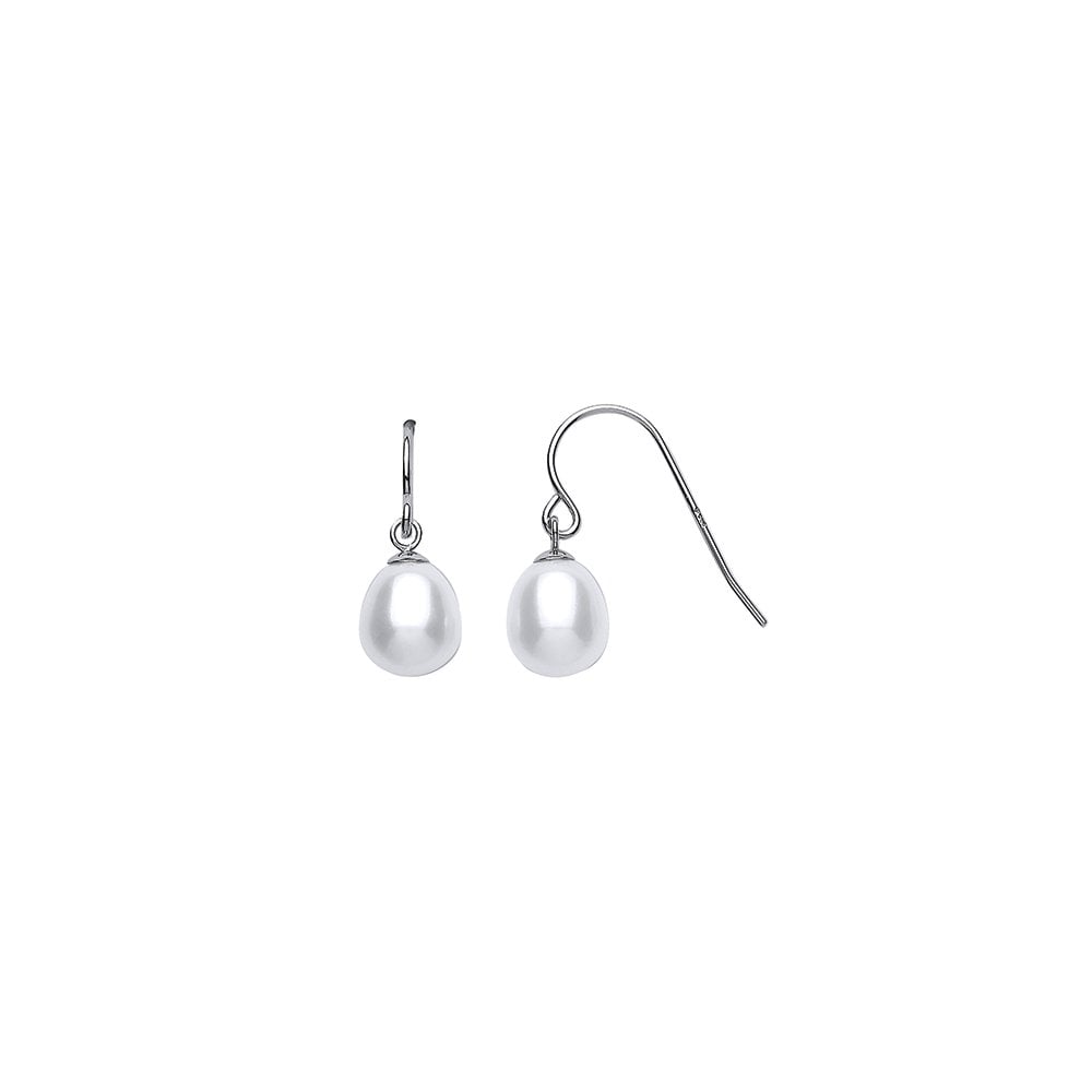 7.5-8MM 925 Sterling Silver Freshwater Pearl Drop Earrings (AAA Grade)