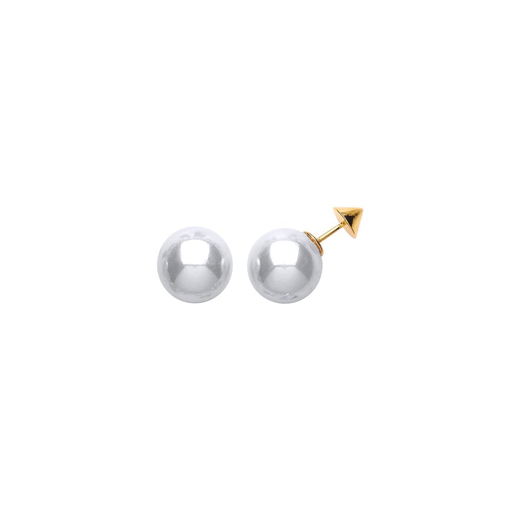Double Sided Pearl & Gold Plated Spike Stud Earrings