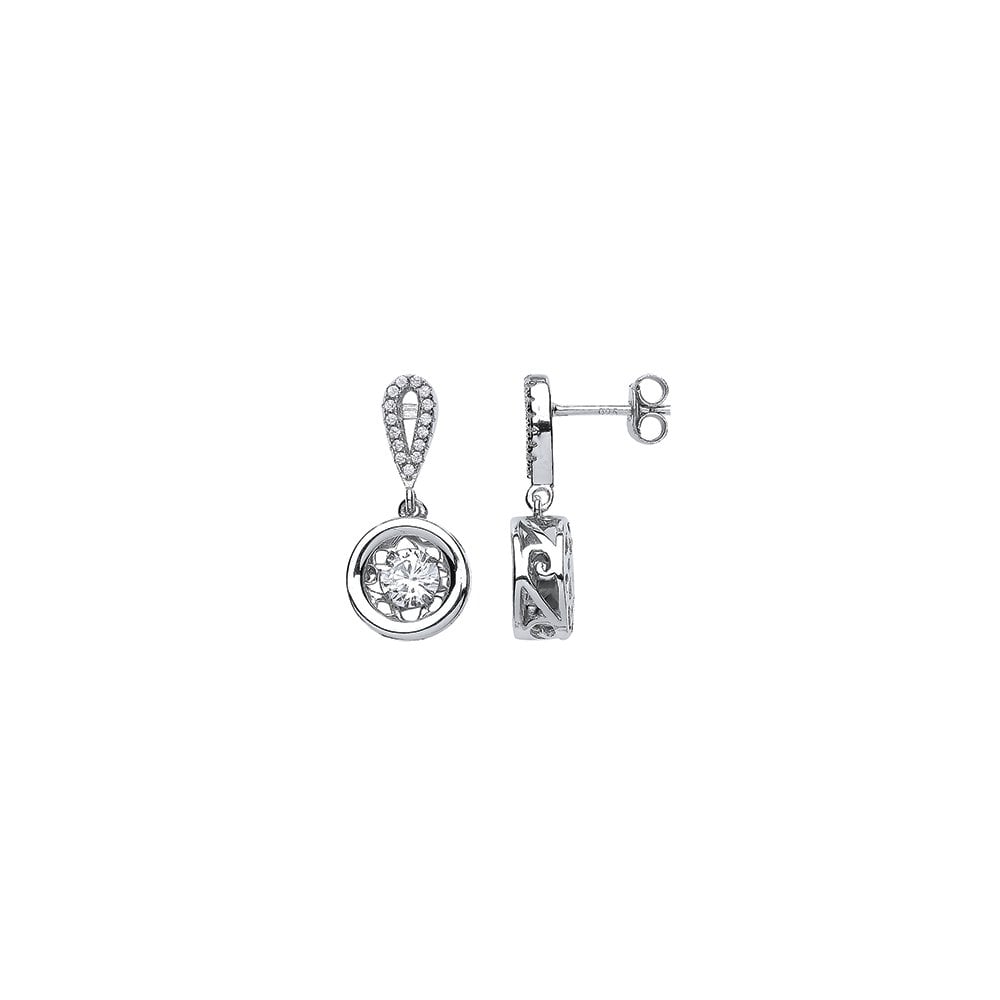 925 Sterling Silver CZ Floating Solitaire Stone Fancy Drop Earrings