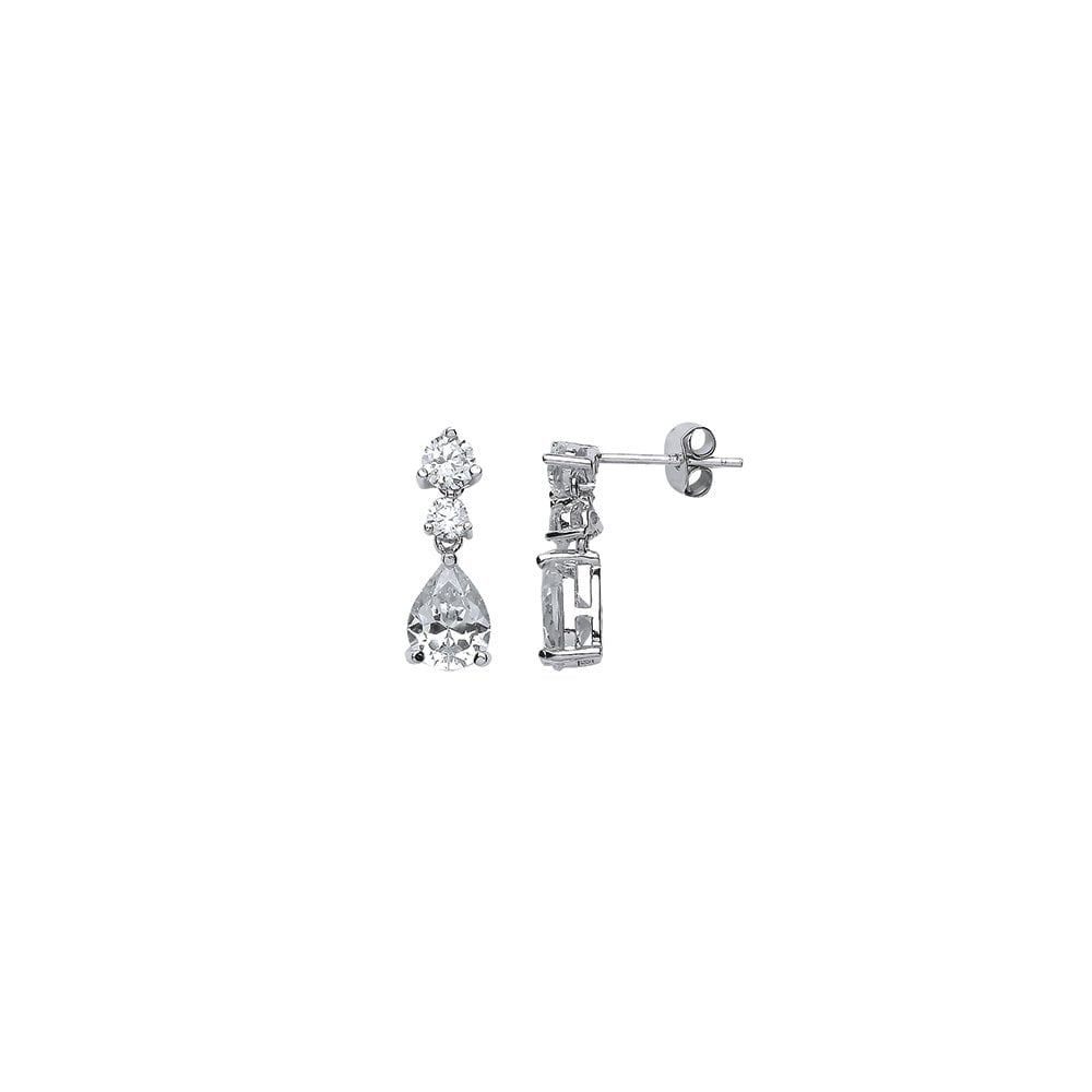 925 Sterling Silver CZ Fancy Drop Earrings