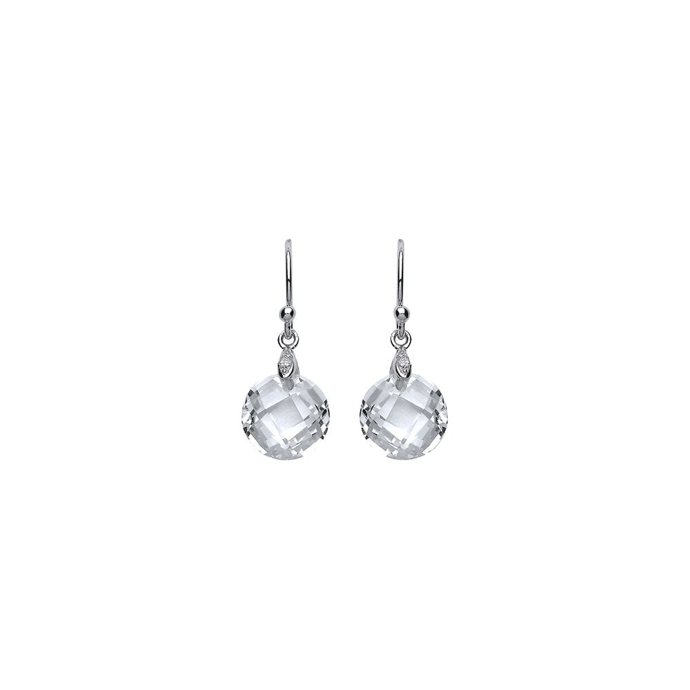 925 Sterling Silver CZ Fancy Drop Fish Hook Dangle Earrings