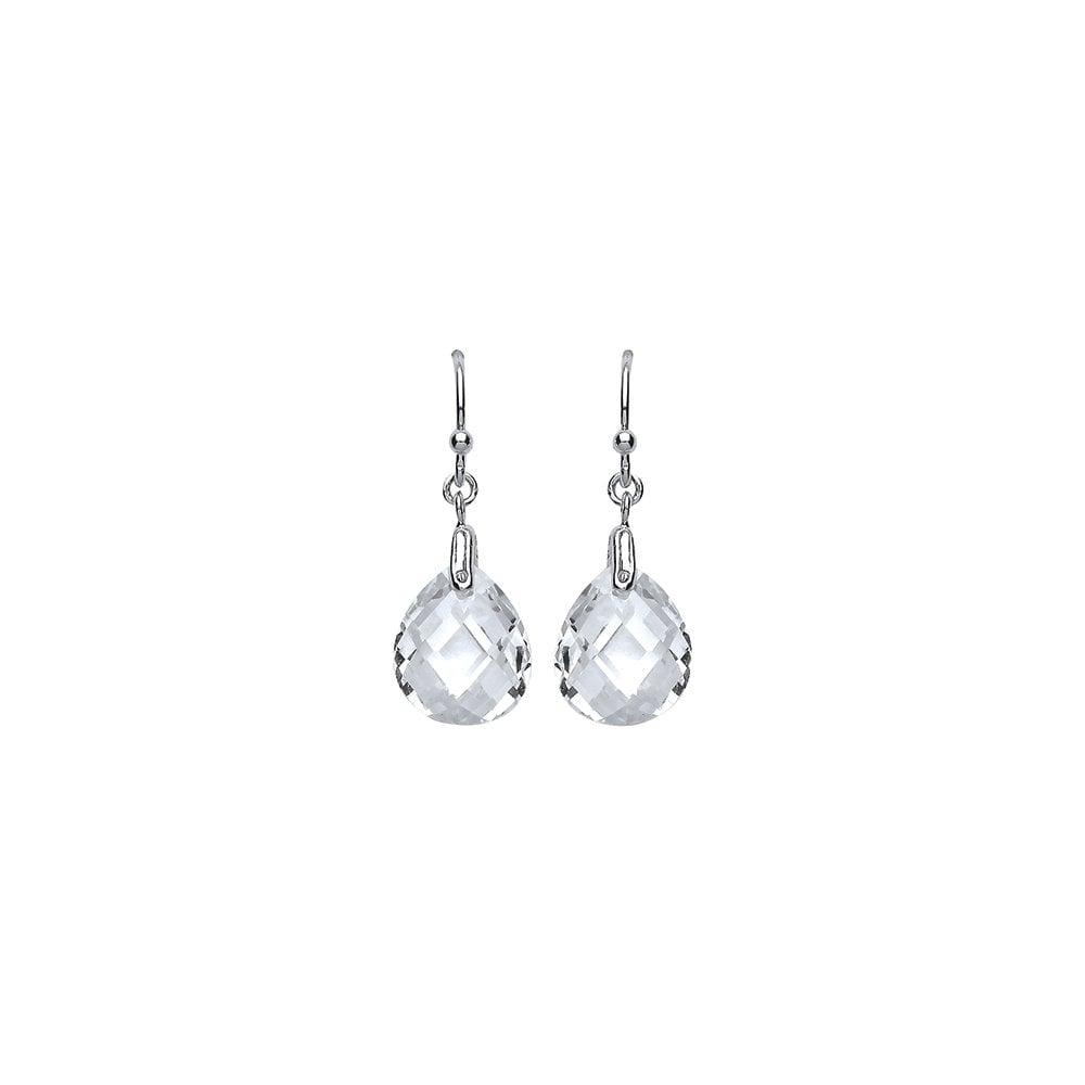 925 Sterling Silver CZ Fancy Drop Fish Hook Dangle Earrings