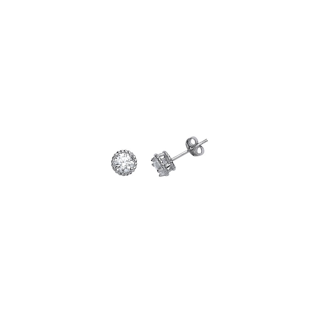 925 Sterling Silver CZ Fancy Stud Earrings