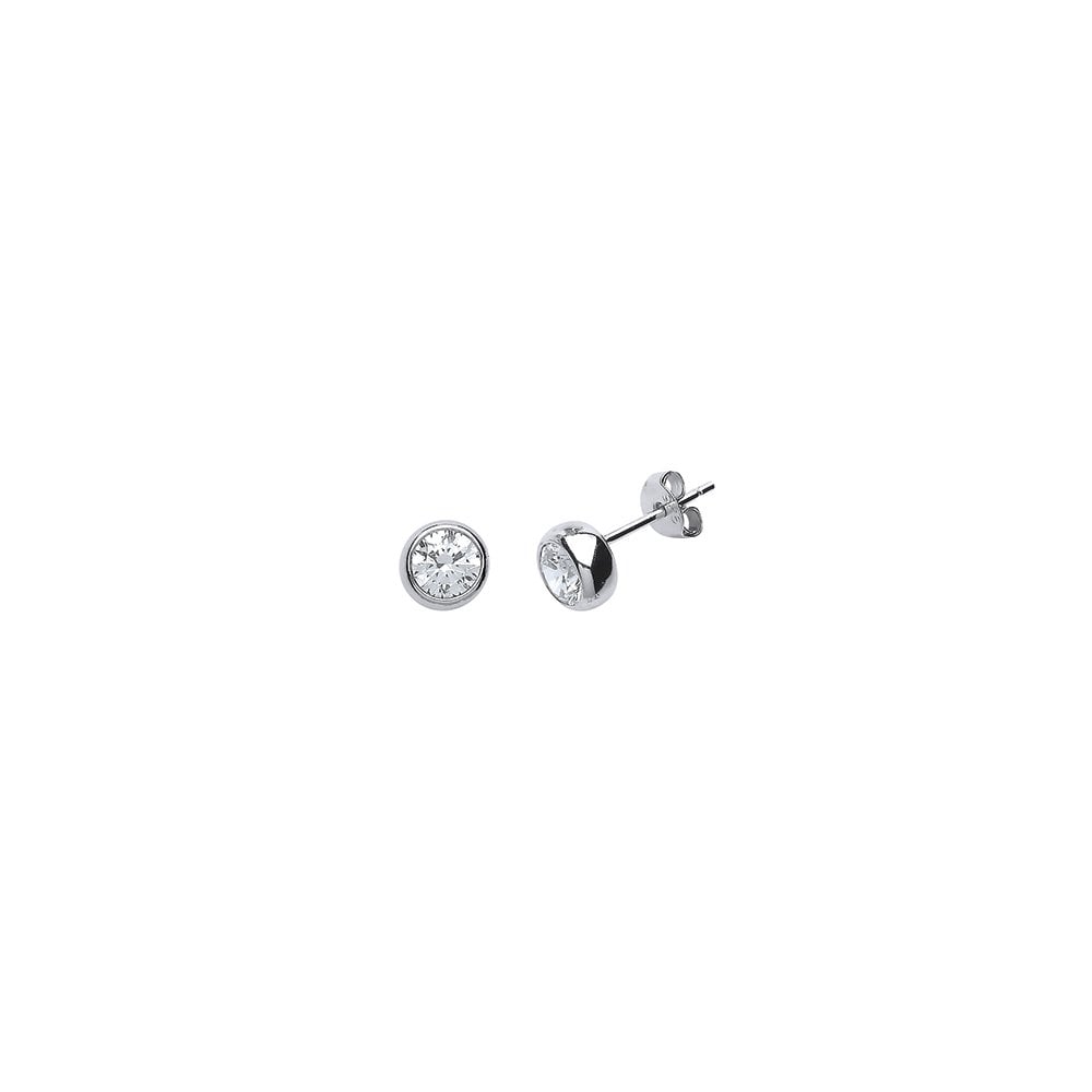 925 Sterling Silver CZ Rubover Stud Earrings