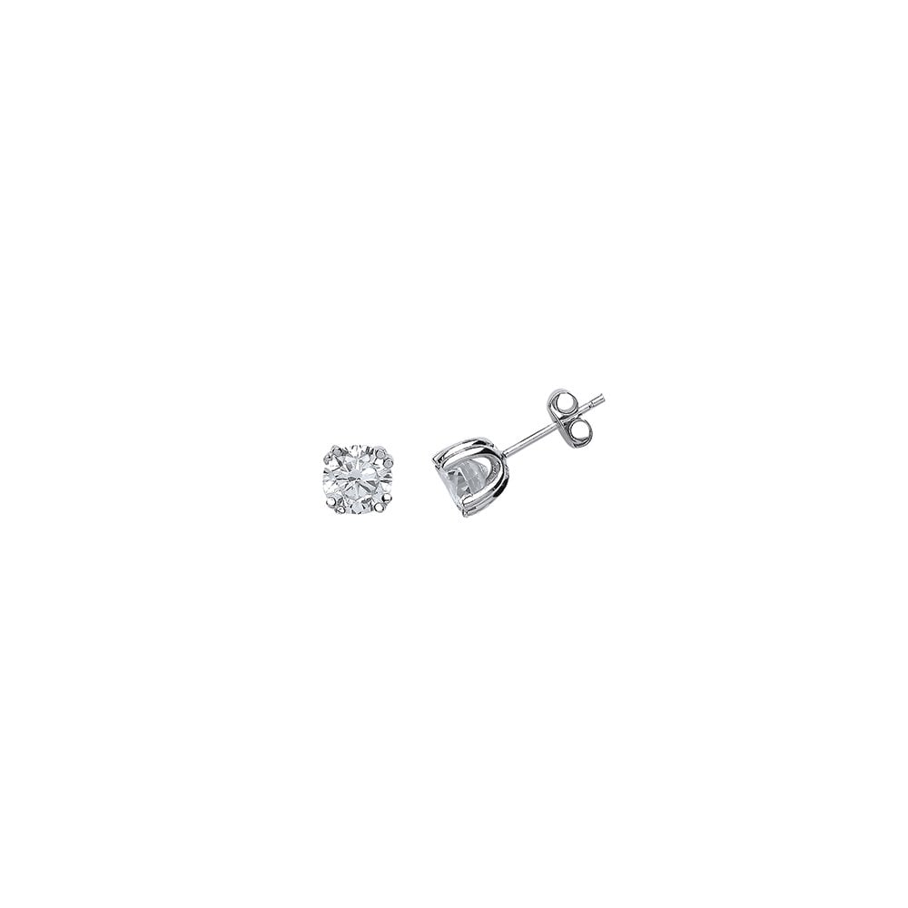925 Sterling Silver Cubic Zirconia Double Claw Set Studs