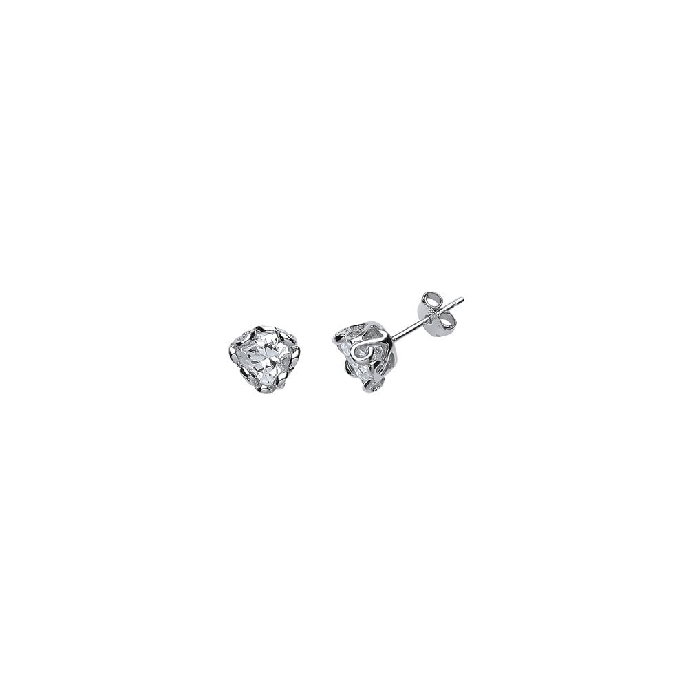 925 Sterling Silver CZ Fancy Claw Set Studs