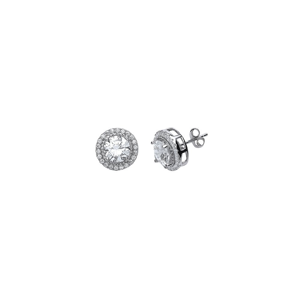 925 Sterling Silver CZ Fancy Round Studs