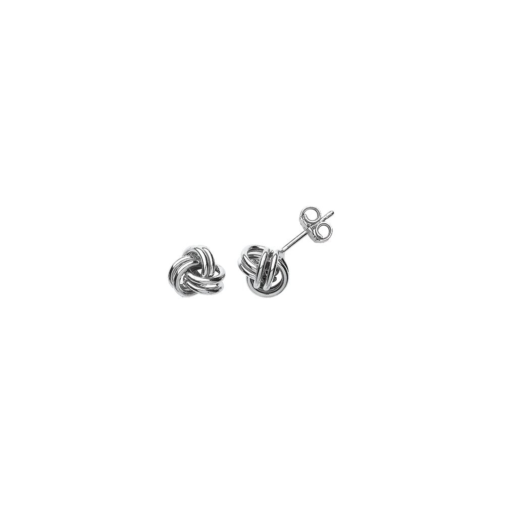925 Sterling Silver Rhodium Plated Knot Stud Earrings