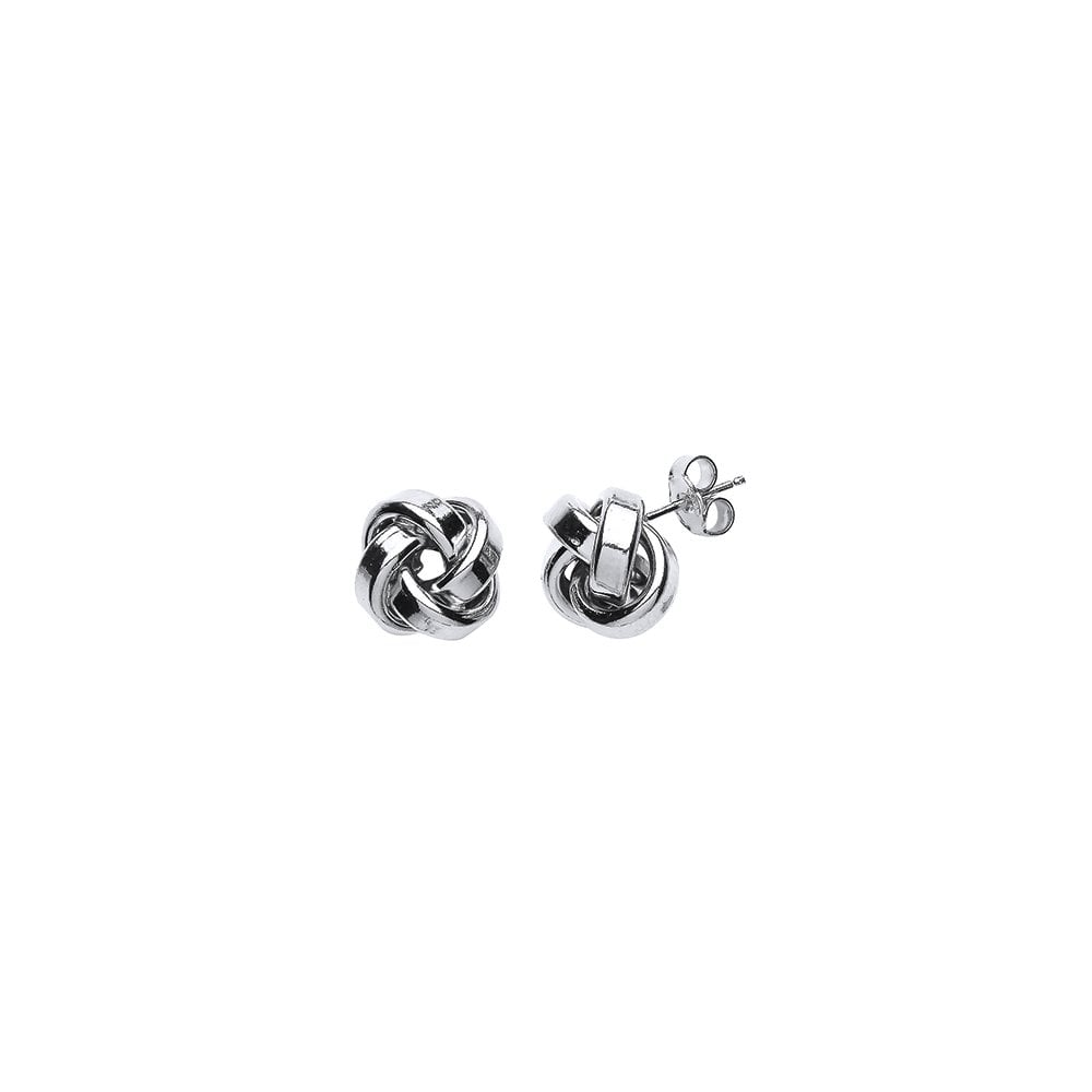 925 Sterling Silver Rhodium Plated Flat Knot Stud Earrings