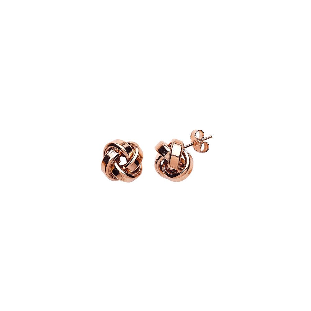 Rose Gold Plated Flat Knot Stud Earrings