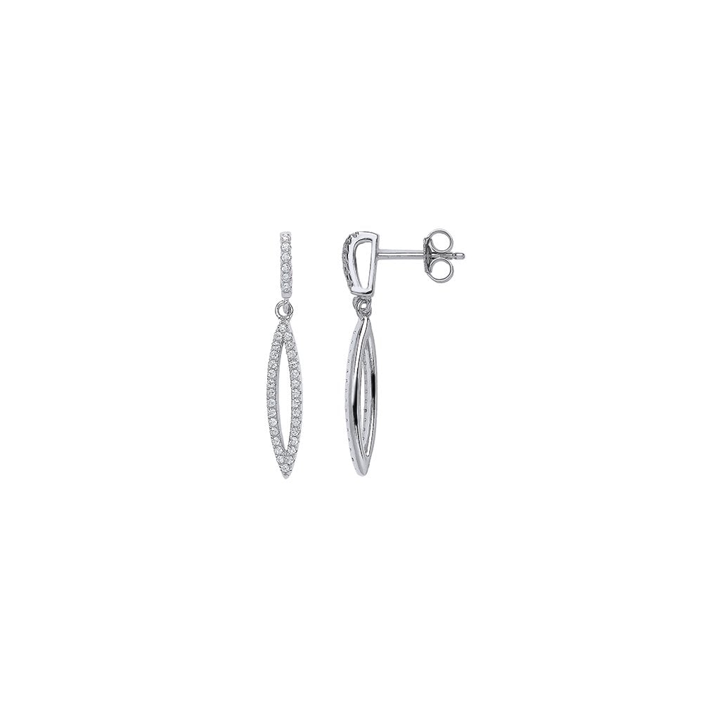 925 Sterling Silver CZ Fancy Drop Earrings