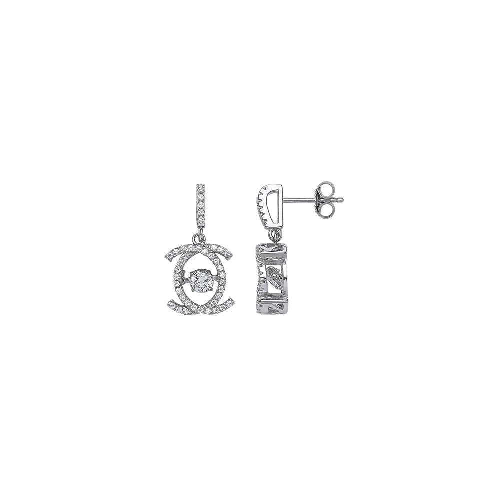 925 Sterling Silver CZ Fancy Drop Earrings