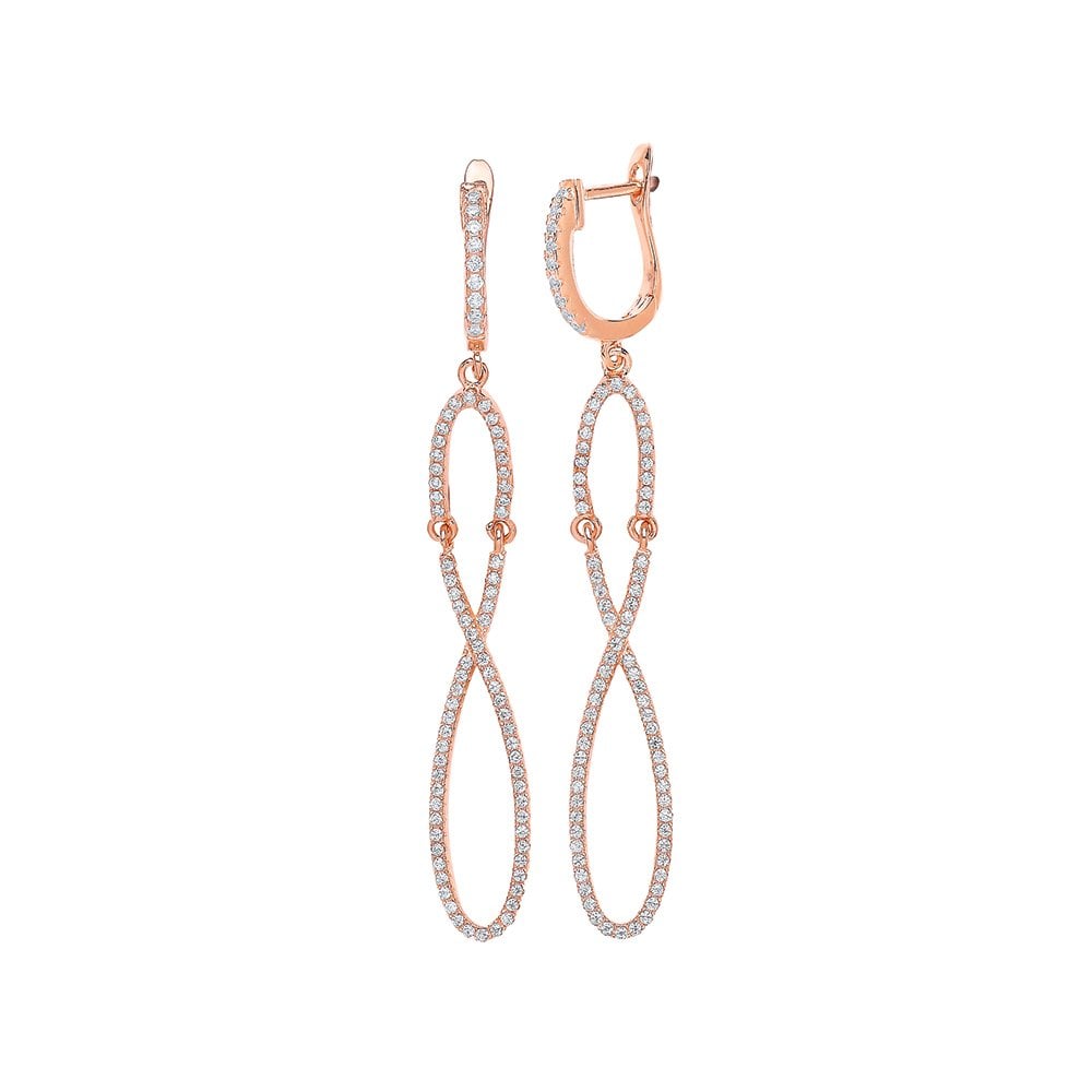 Rose Gold Plated CZ Pave Fancy Drop Earrings
