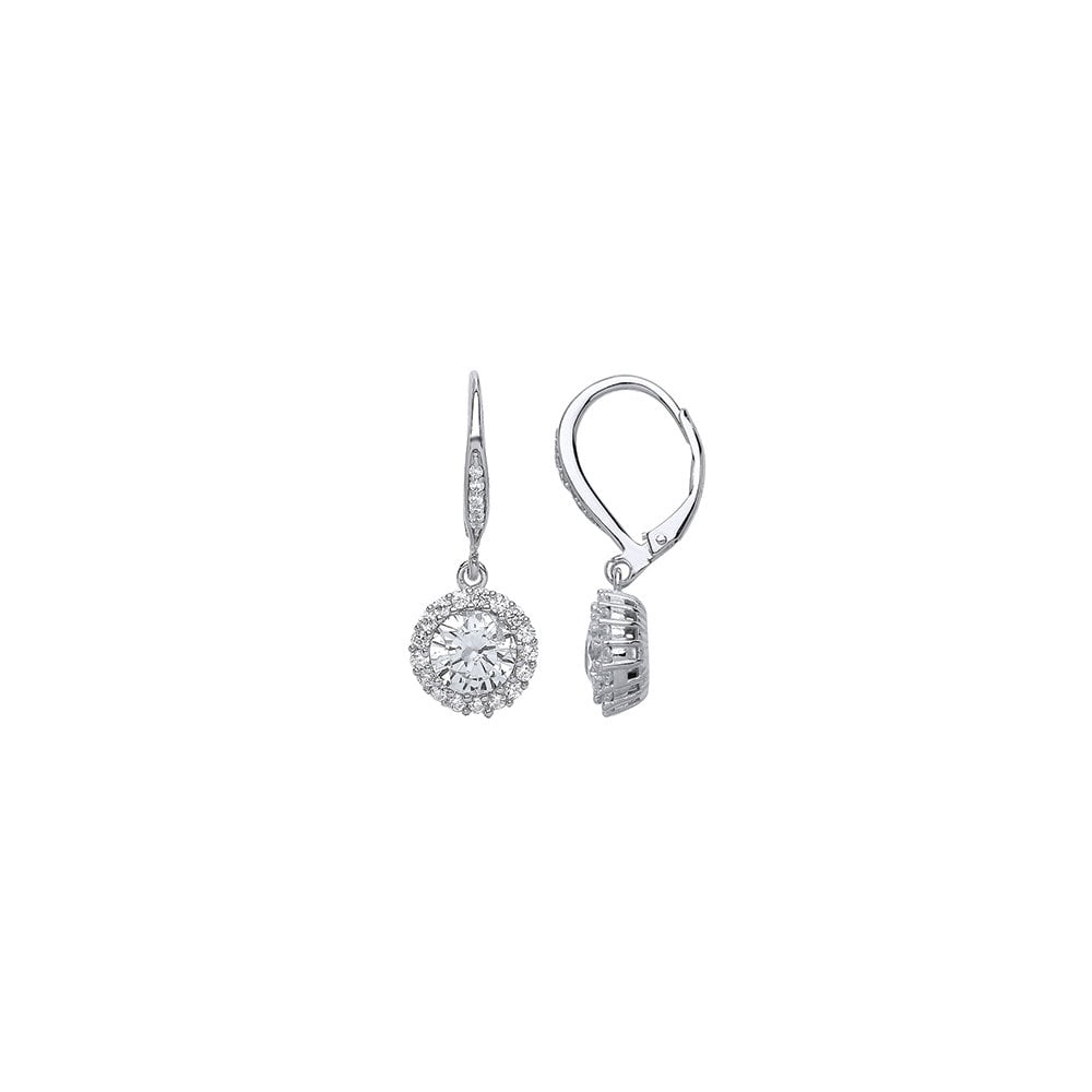 925 Sterling Silver CZ Fancy Drop Earrings