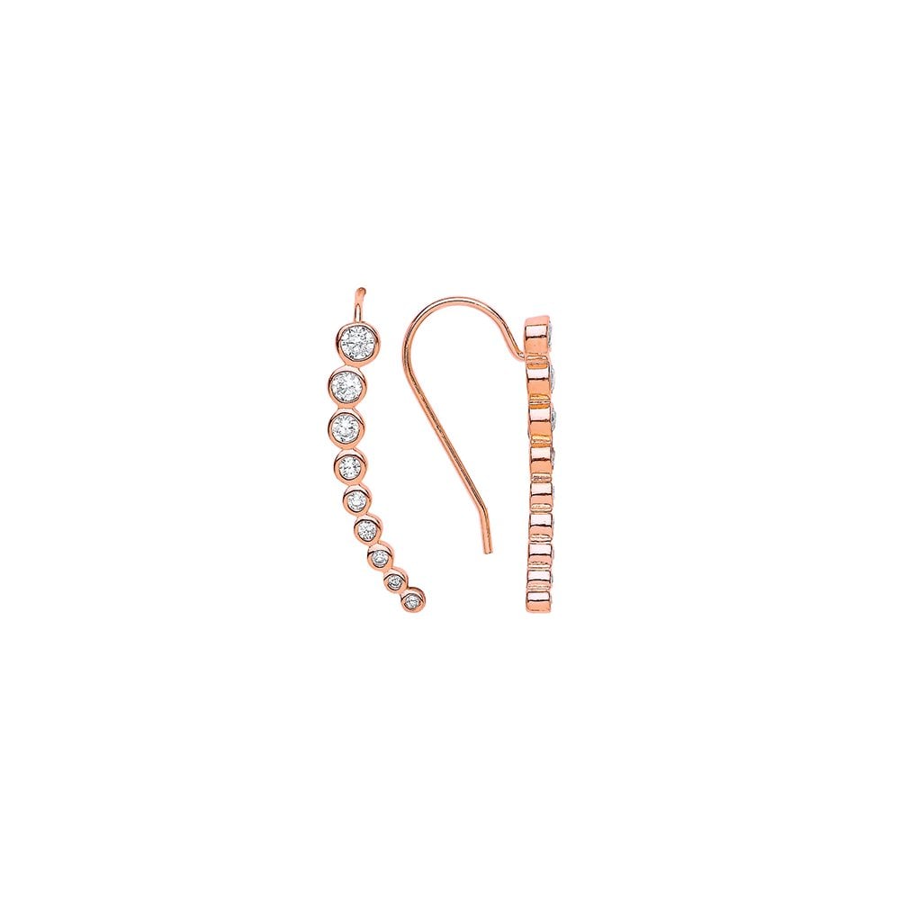 Rose Gold Plated CZ Cuff Wrap Earrings