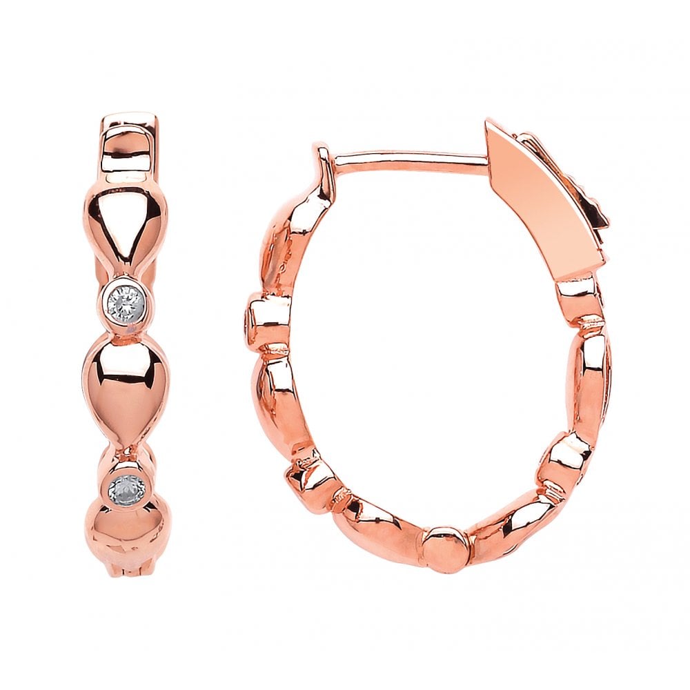 Rose Gold Plated fancy CZ Hoops