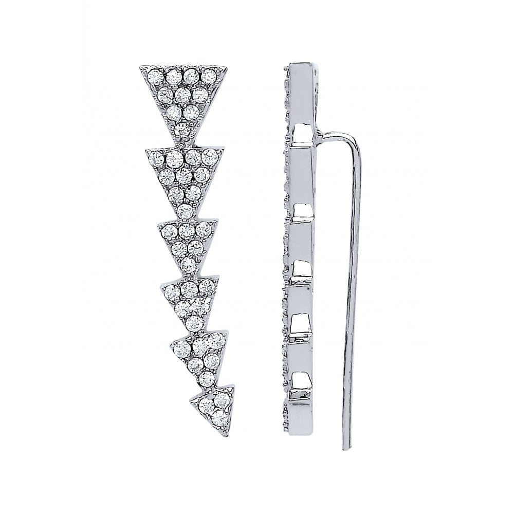 925 Sterling Silver CZ Fancy Cuff Earrings