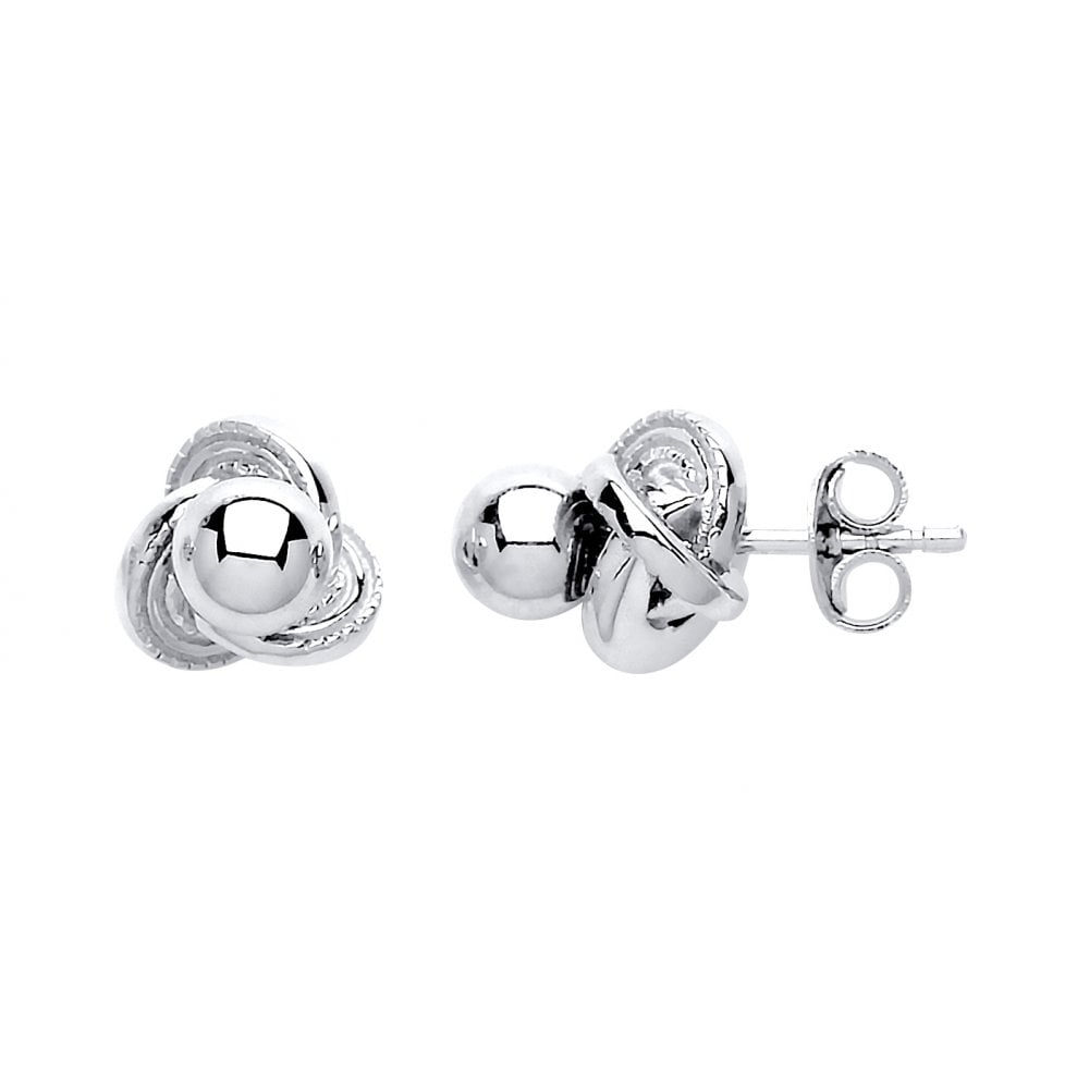 925 Sterling Silver Fancy Knot Stud Earrings
