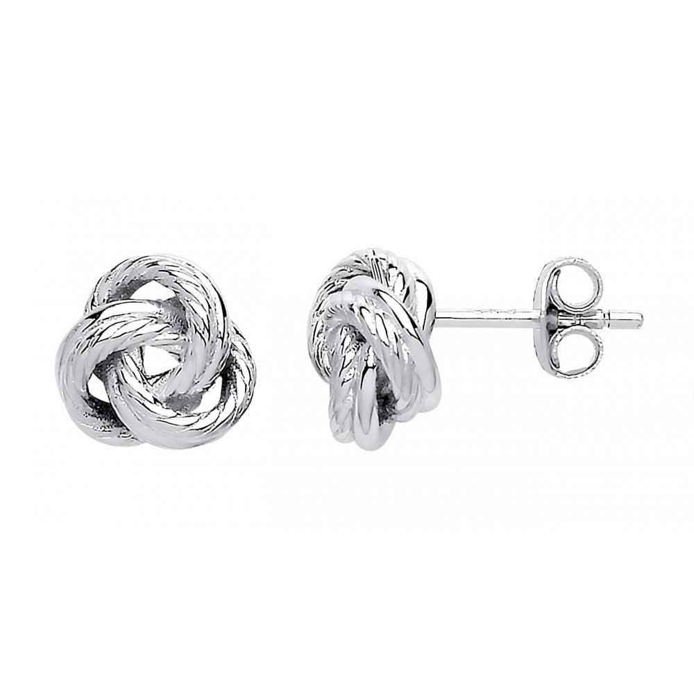 925 Sterling Silver Polish & Twist Knot Stud Earrings : Rose Gold Plating