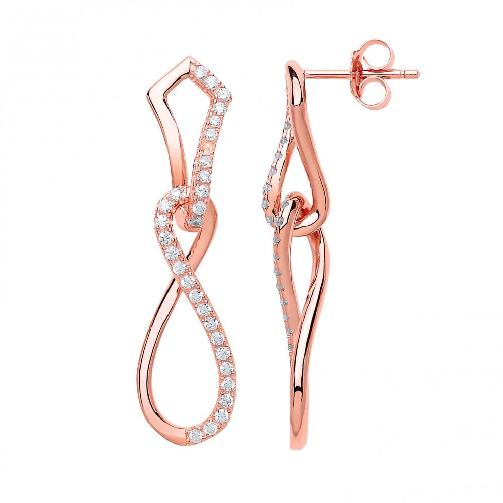Rose Gold Plated Fancy Twist Drop Earrings