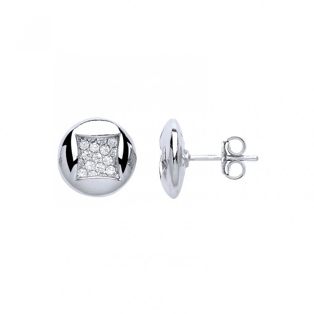 925 Sterling Silver CZ Fancy Cut Out Detail Stud Earrings