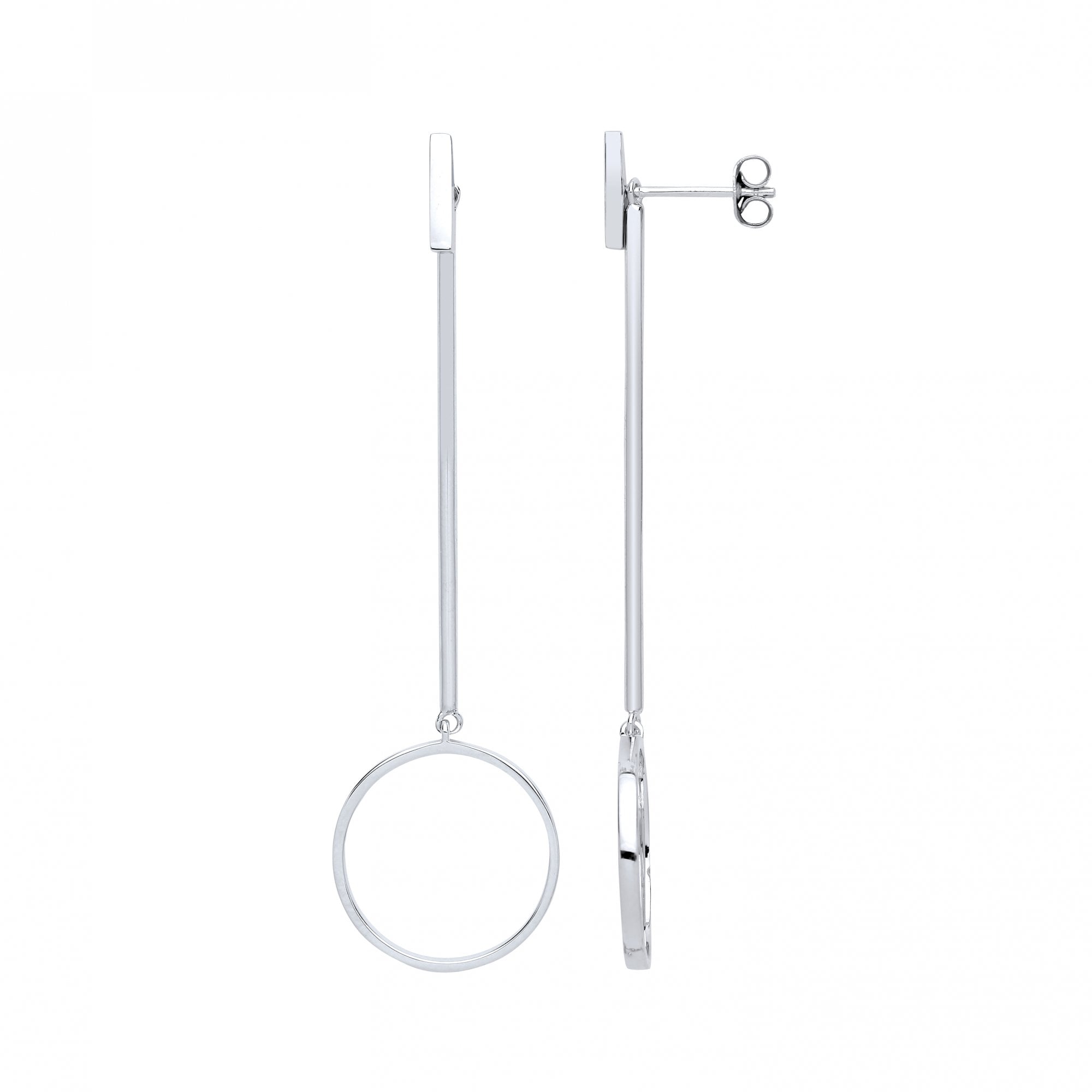 925 Sterling Silver Fancy Circle Drop Earrings