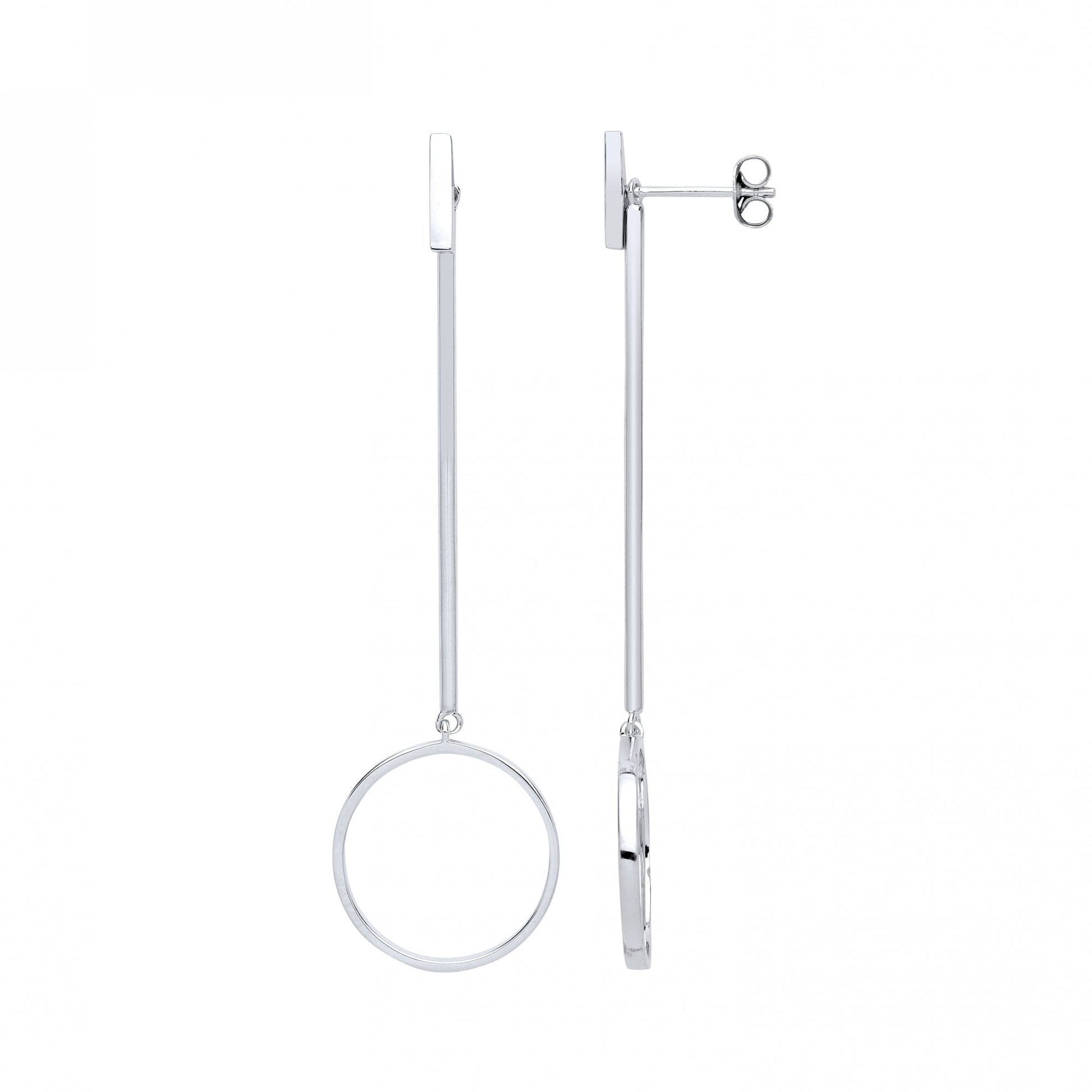 925 Sterling Silver Fancy Circle Drop Earrings