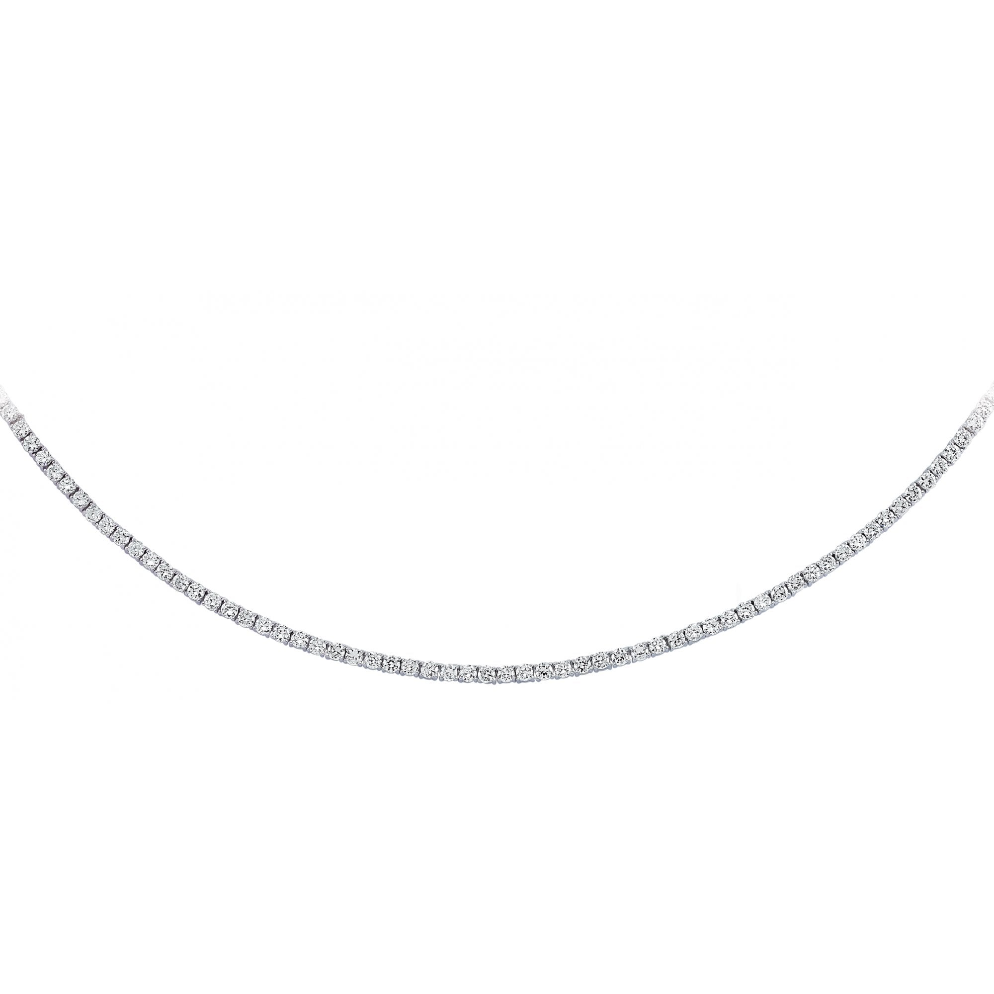 925 Sterling Silver Cubic Zirconia Round Stone Clawset Necklace