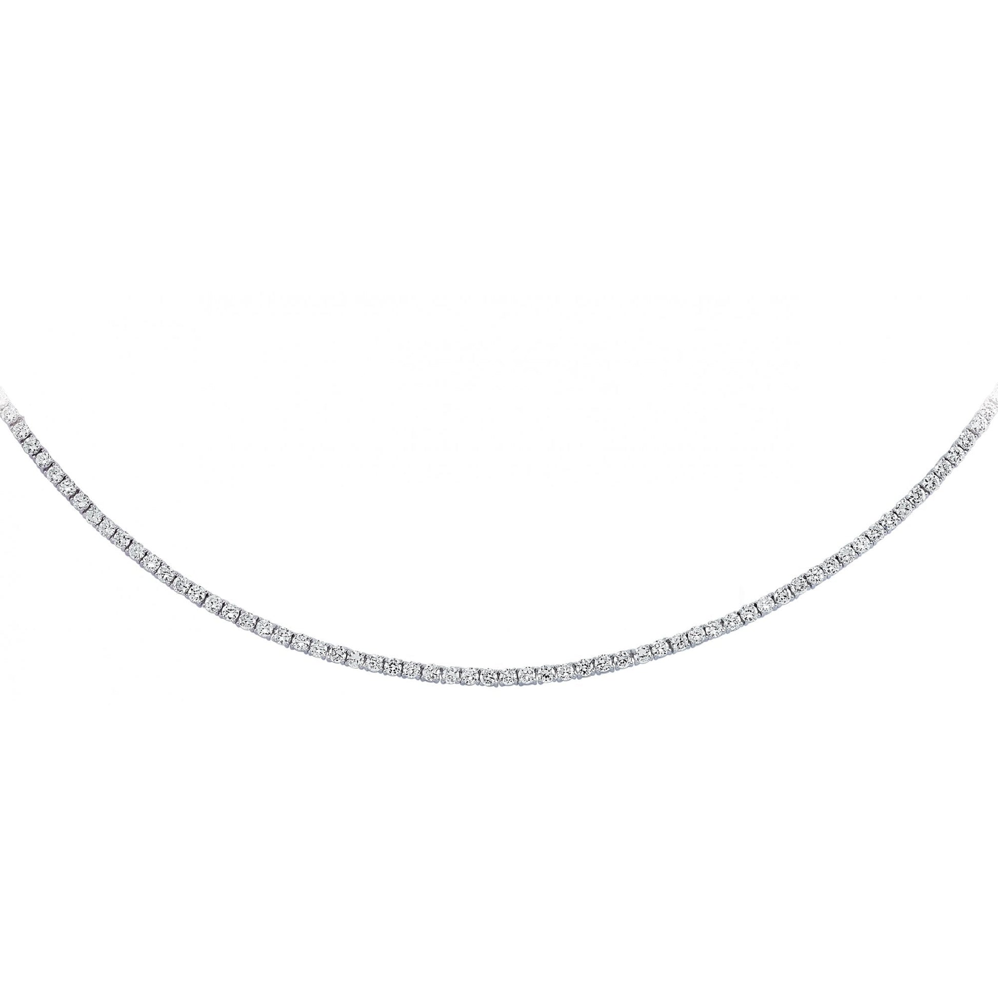925 Sterling Silver Cubic Zirconia Round Stone Clawset Necklace