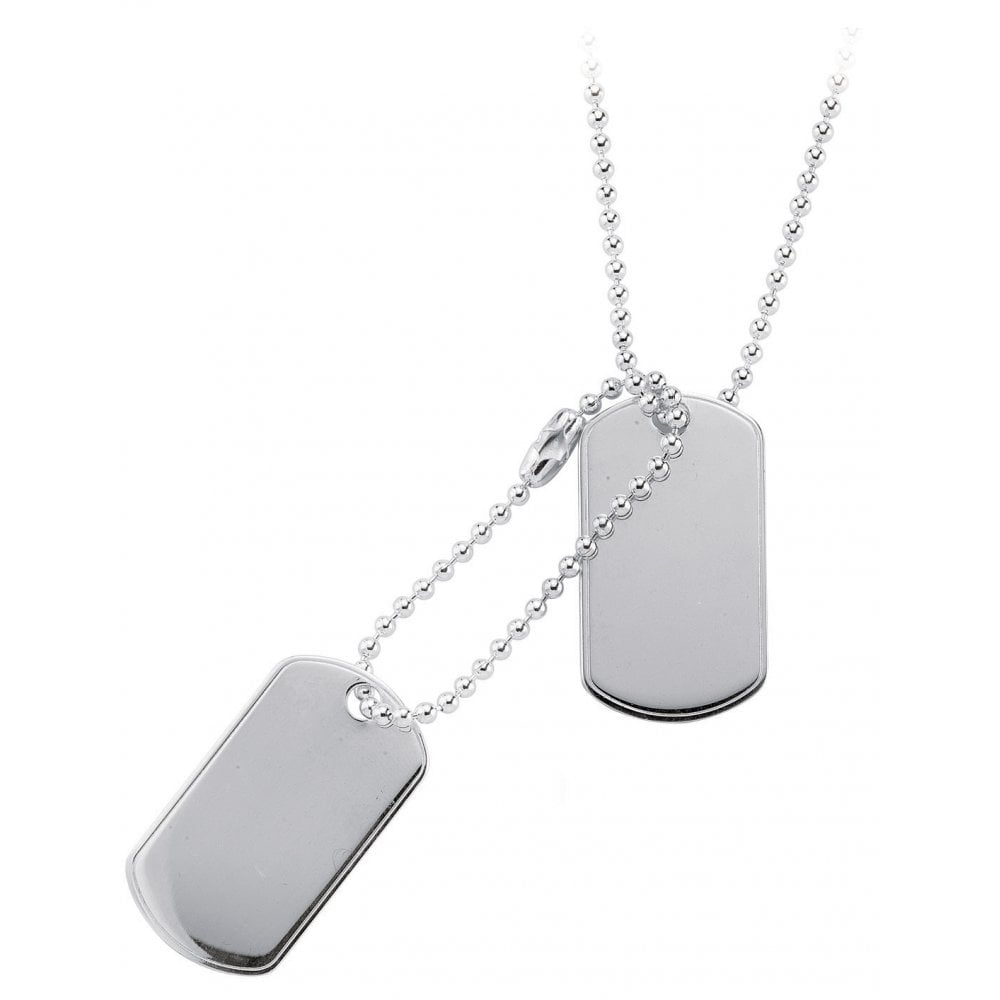 925 Sterling Silver Double Dog Tag Chain