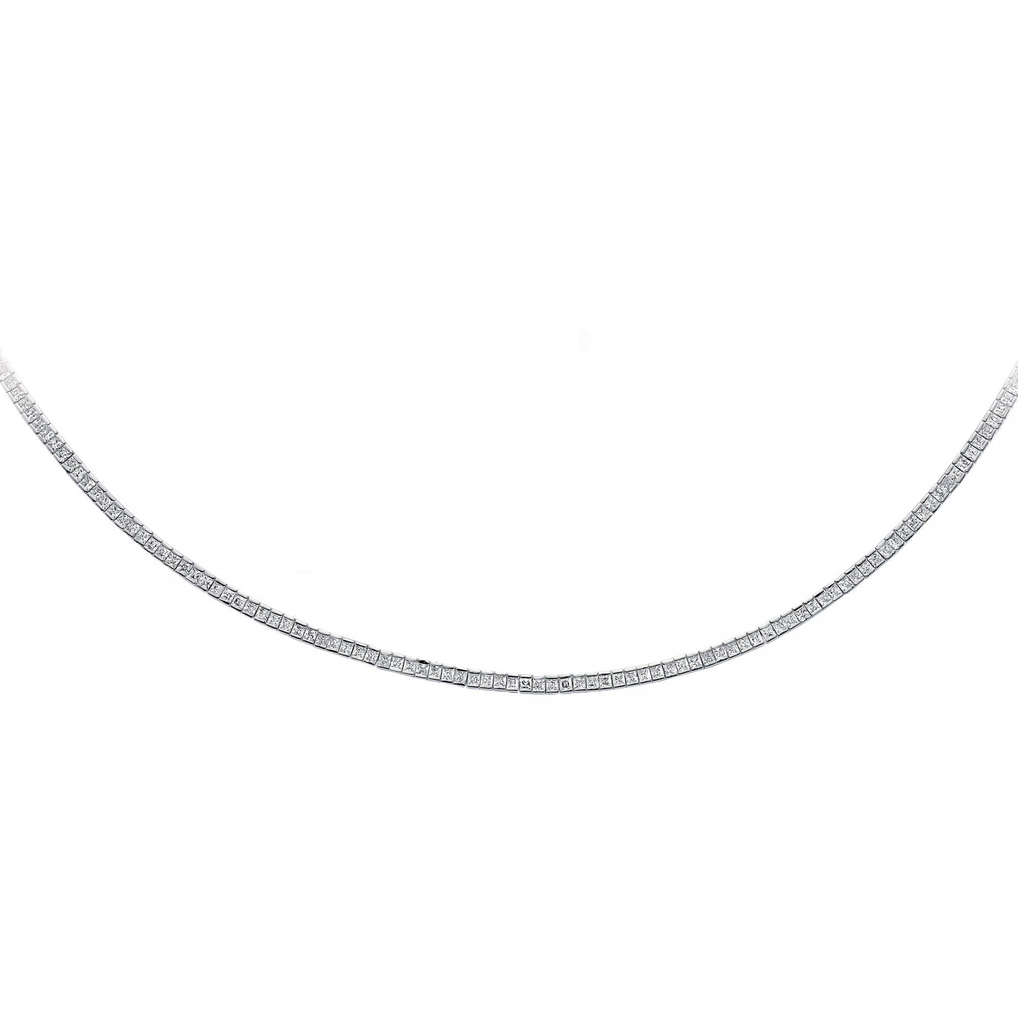 925 Sterling Silver Cubic Zirconia Square Necklace
