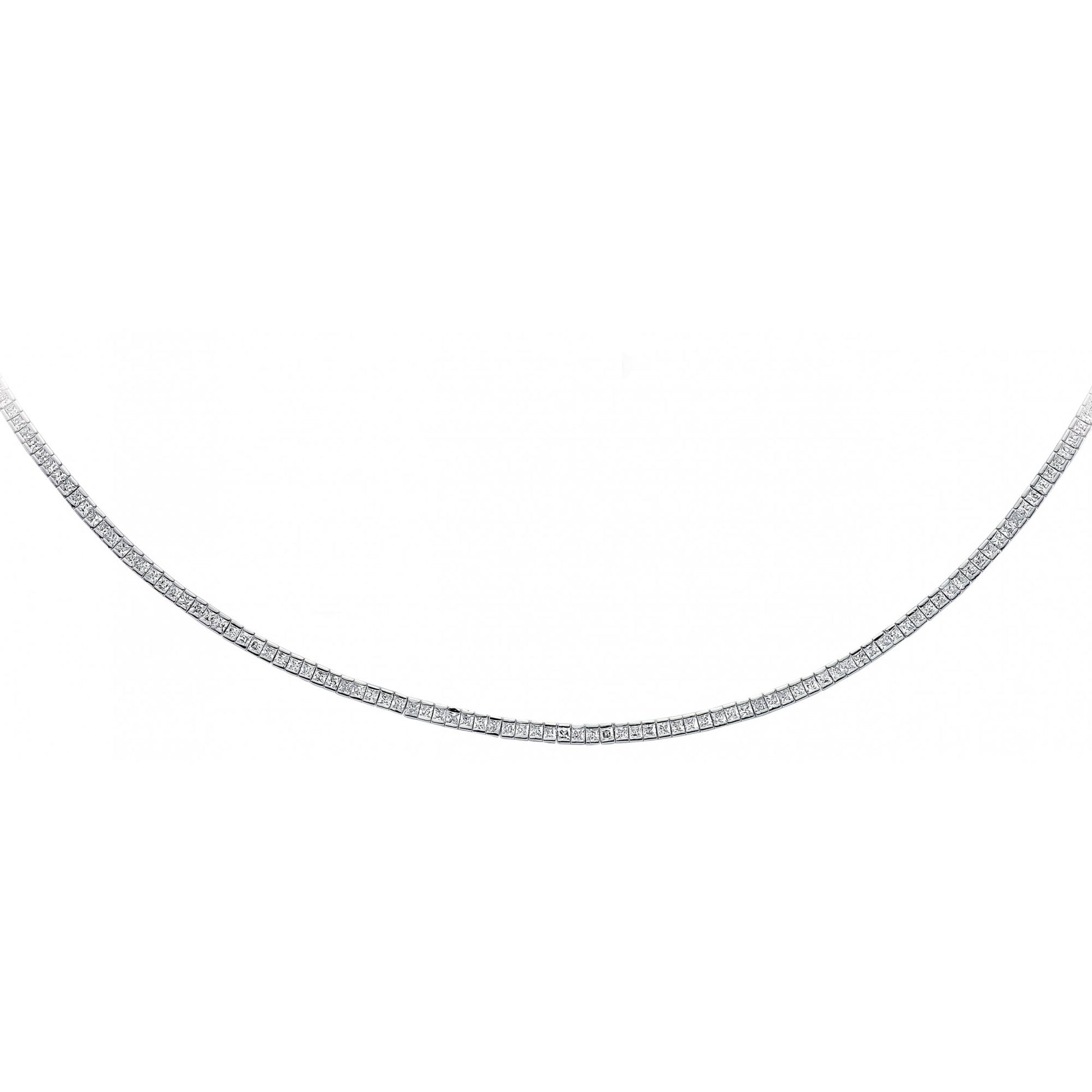 925 Sterling Silver Cubic Zirconia Square Necklace