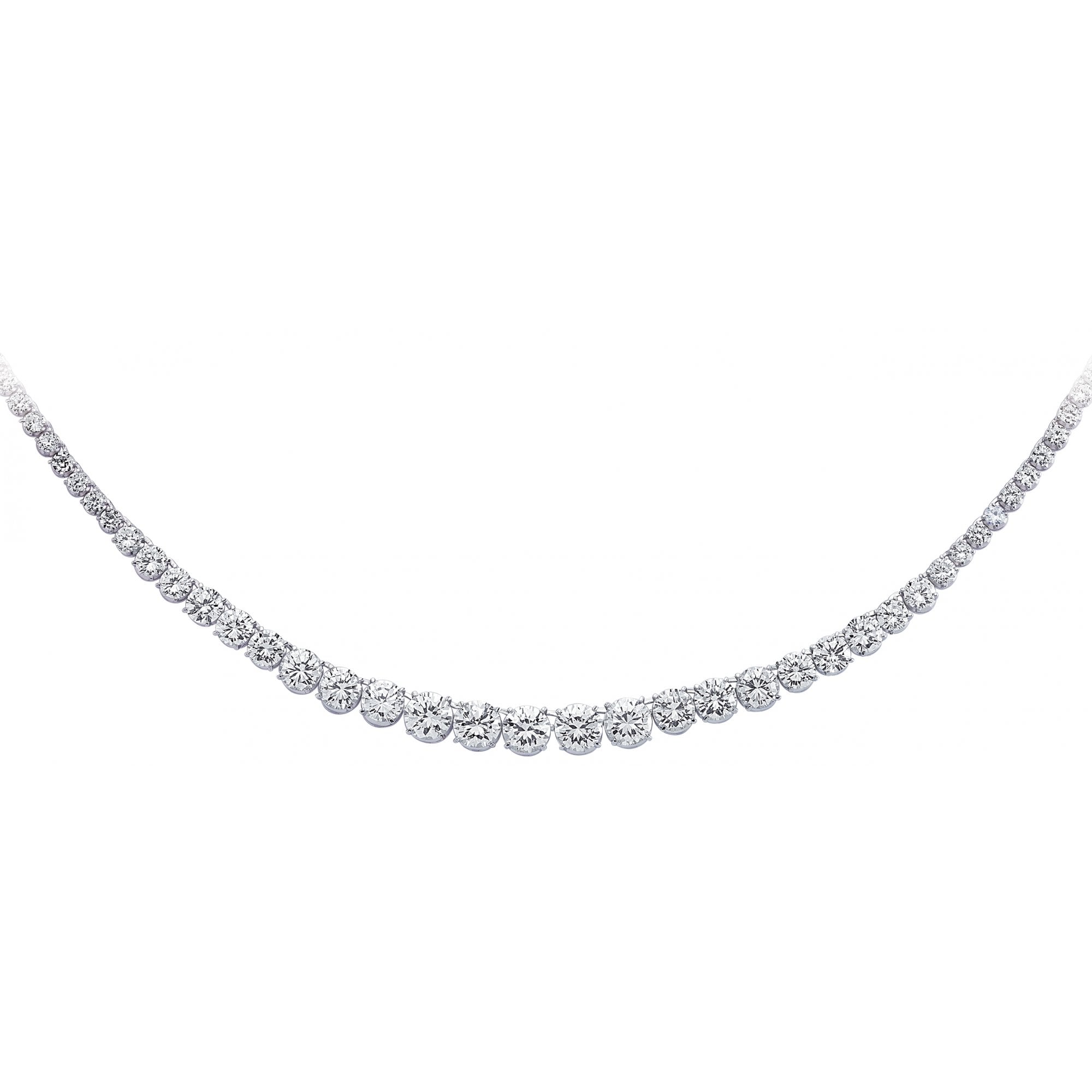 925 Sterling Silver Cubic Zirconia Round Stone Clawset Necklace