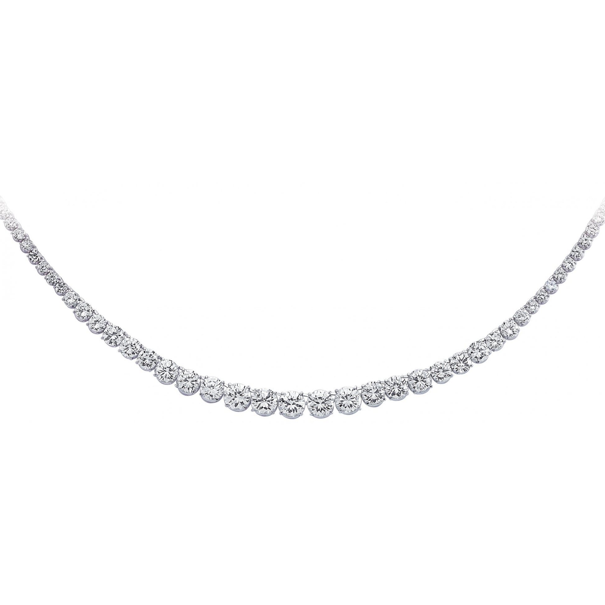 925 Sterling Silver Cubic Zirconia Round Stone Clawset Necklace
