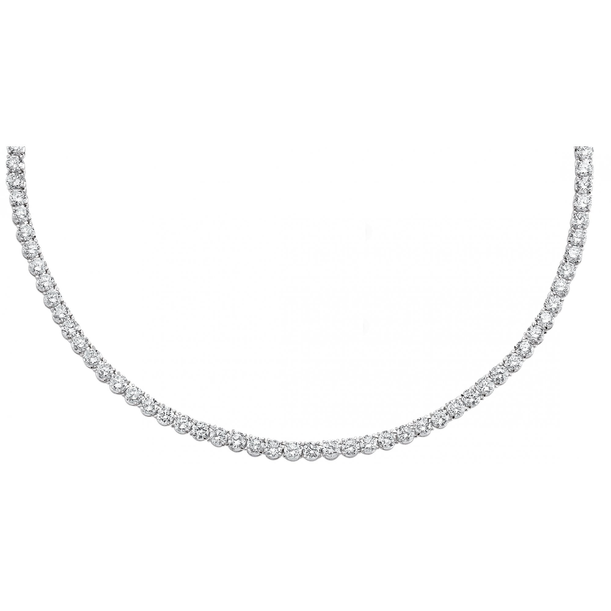 925 Sterling Silver Cubic Zirconia Round Stone Clawset Necklace