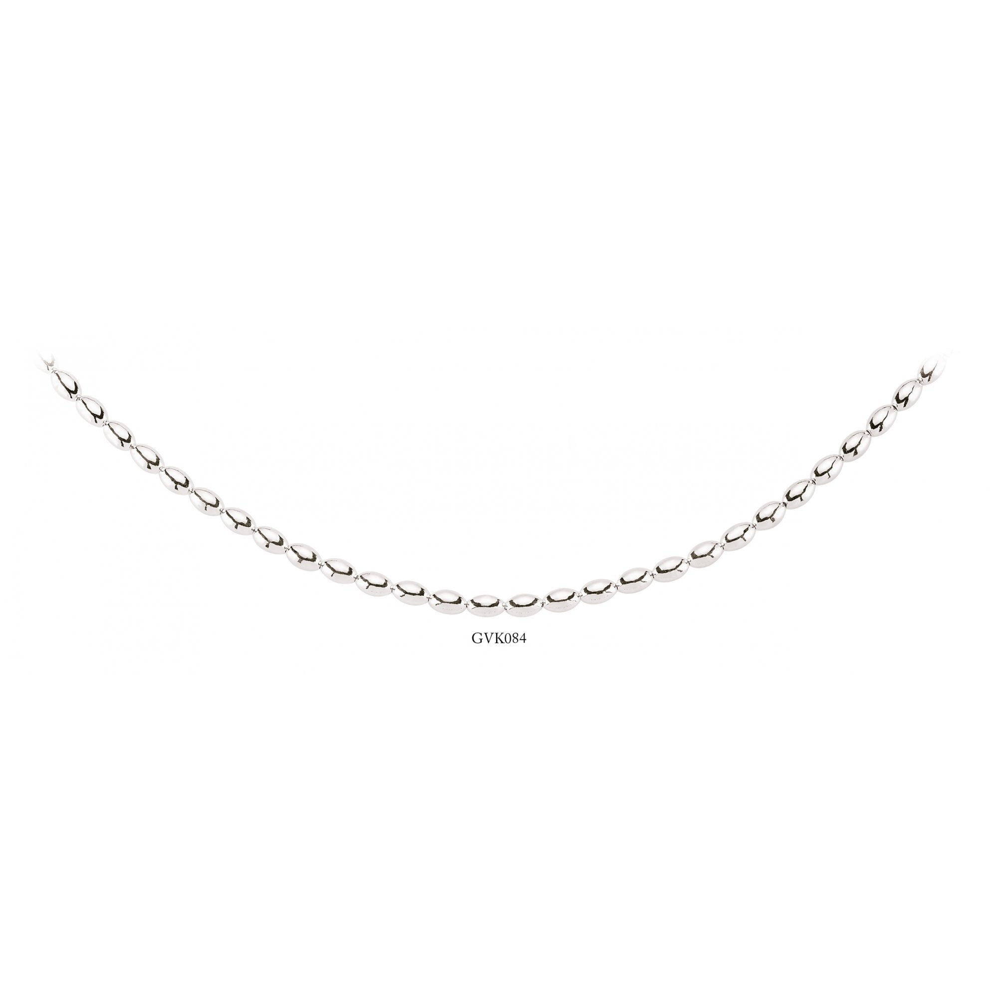 925 Sterling Silver Plain Oval Bead Necklace