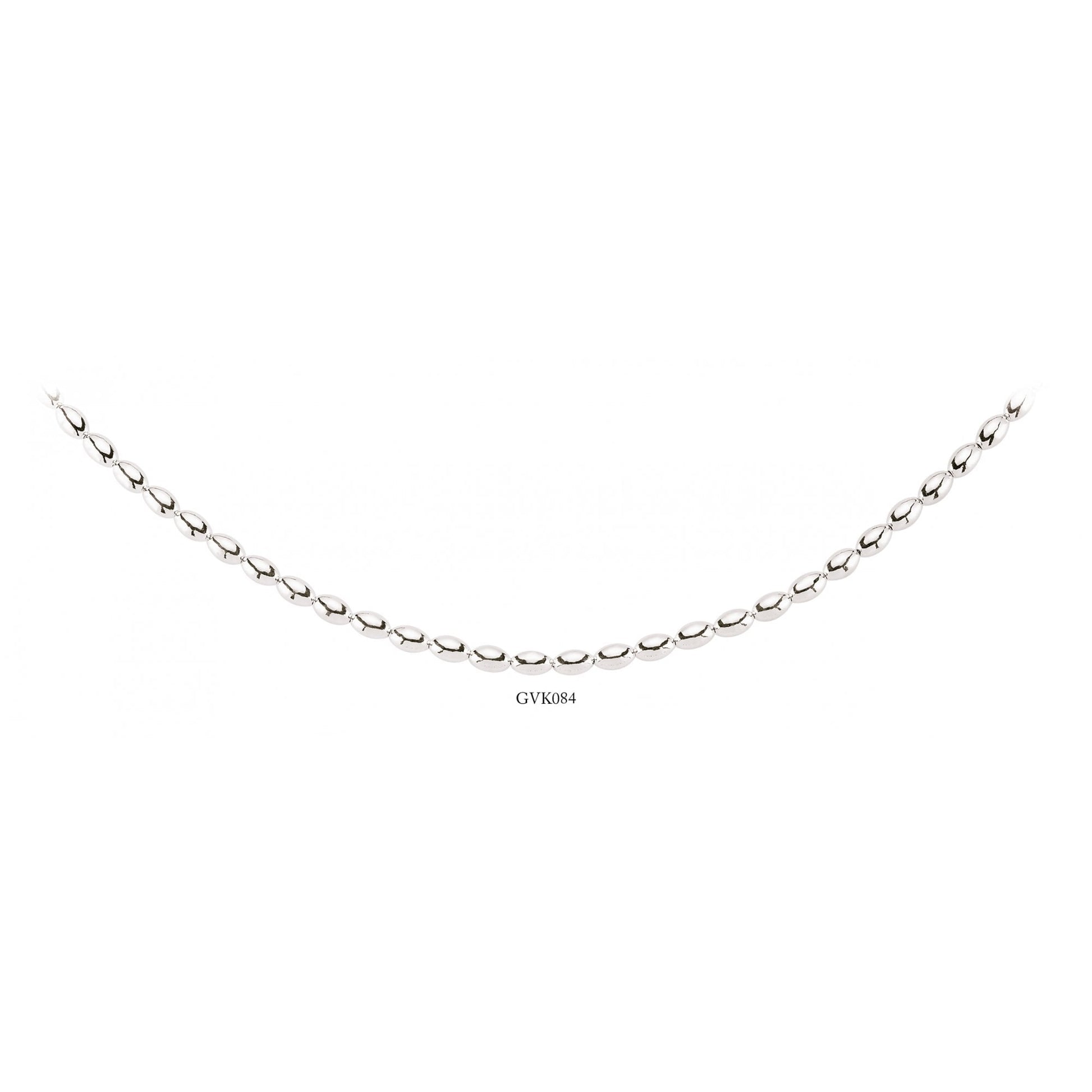 925 Sterling Silver Plain Oval Bead Necklace
