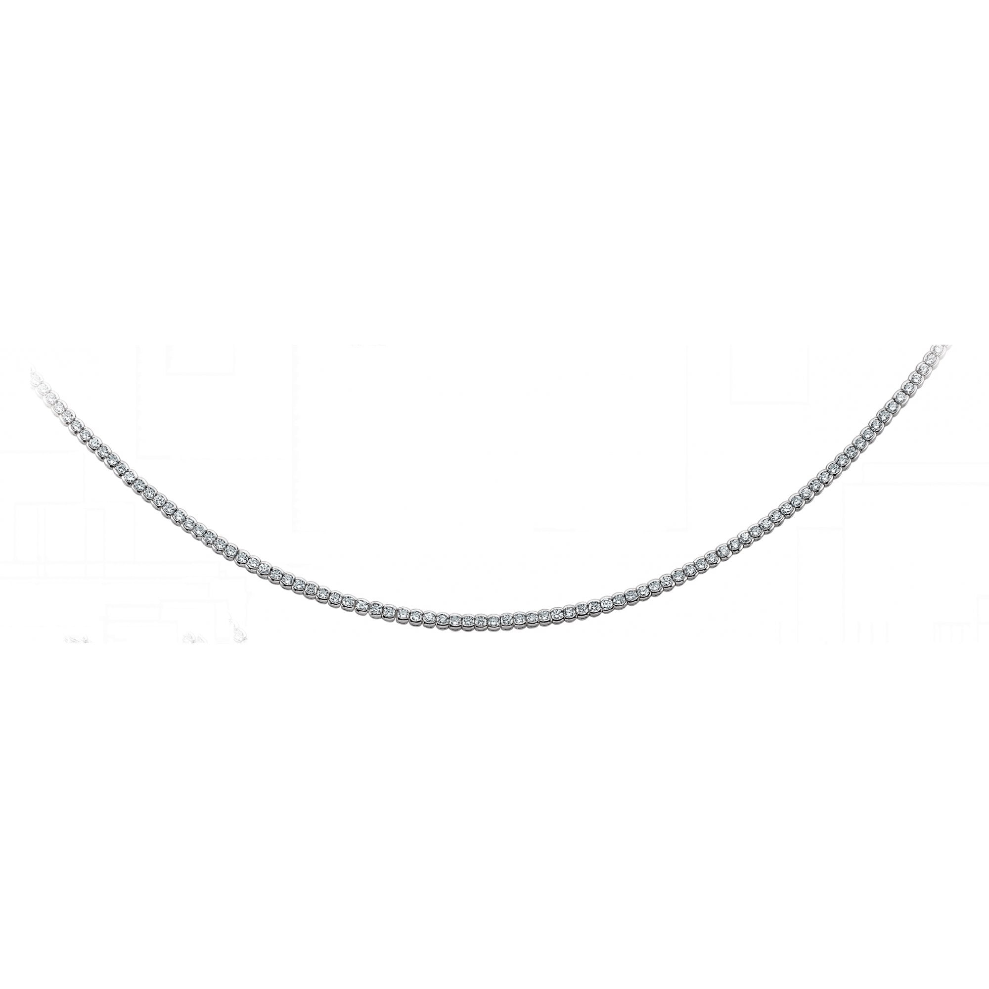 925 Sterling Silver Cubic Zirconia Rubover Tennis Necklace