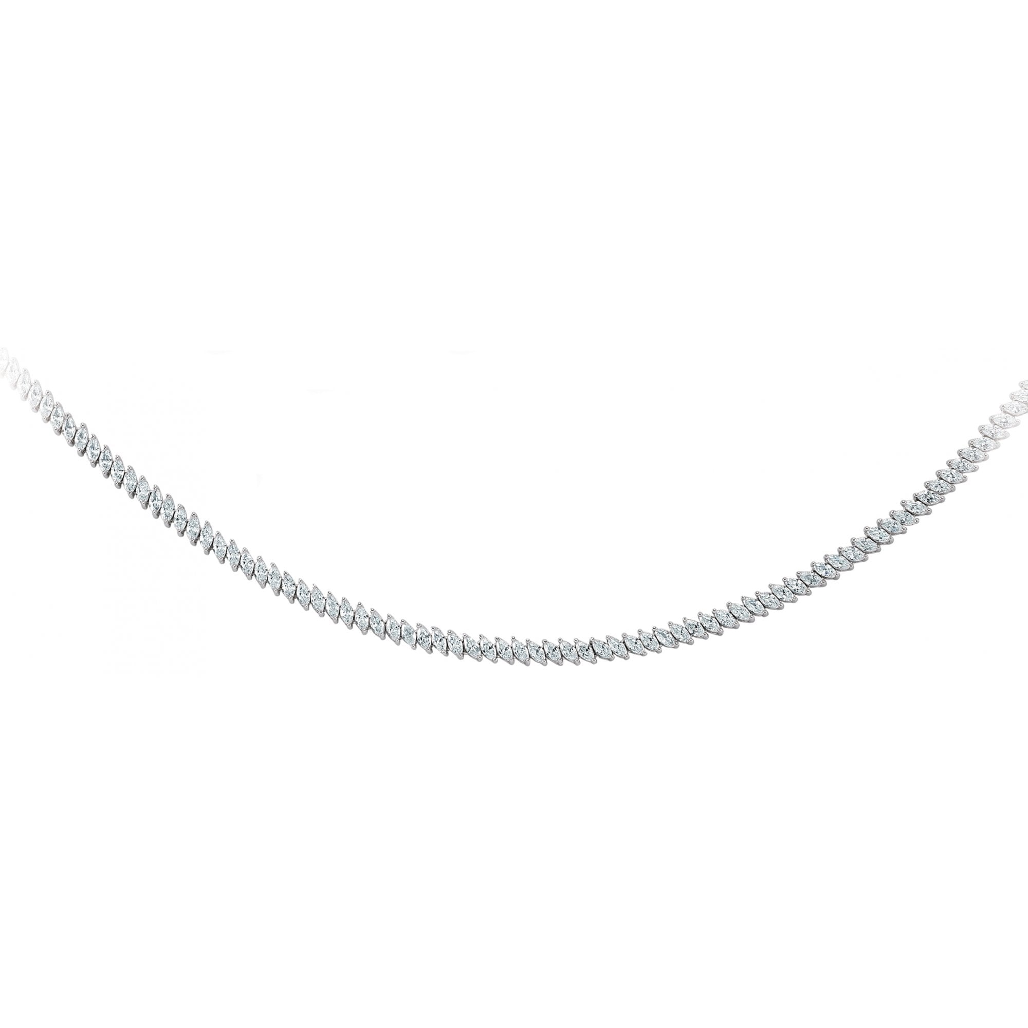 925 Sterling Silver Cubic Zirconia Marquise Necklace