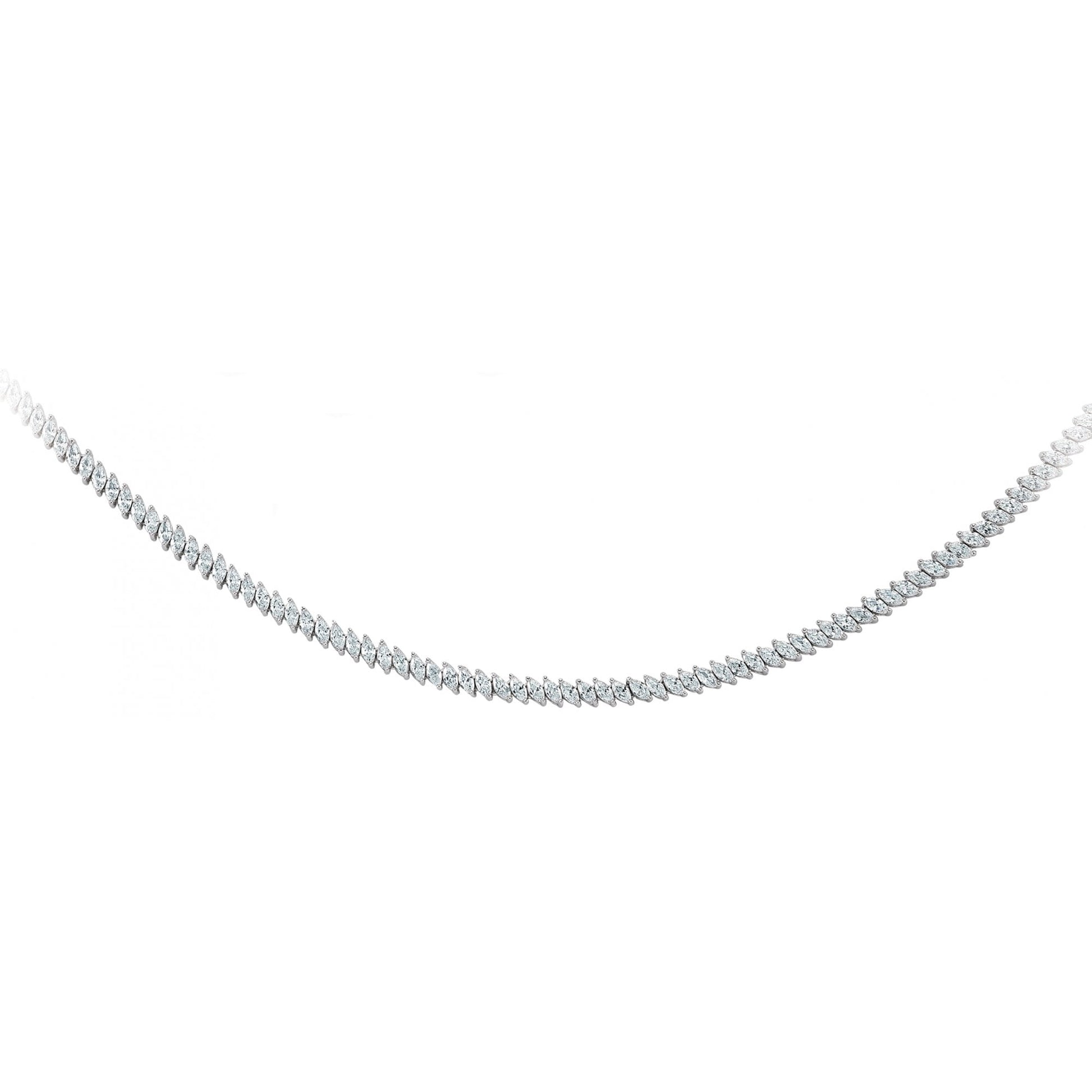 925 Sterling Silver Cubic Zirconia Marquise Necklace