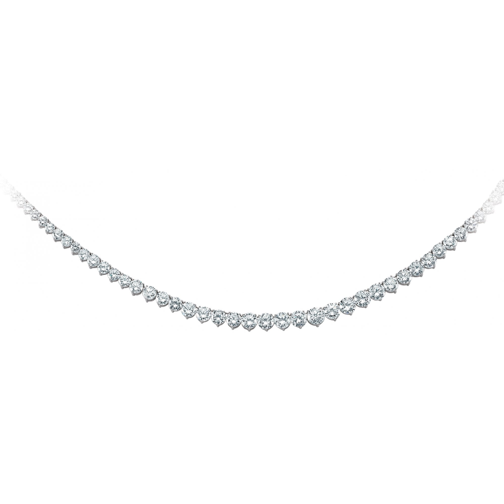 925 Sterling Silver Cubic Zirconia Graduated Necklace