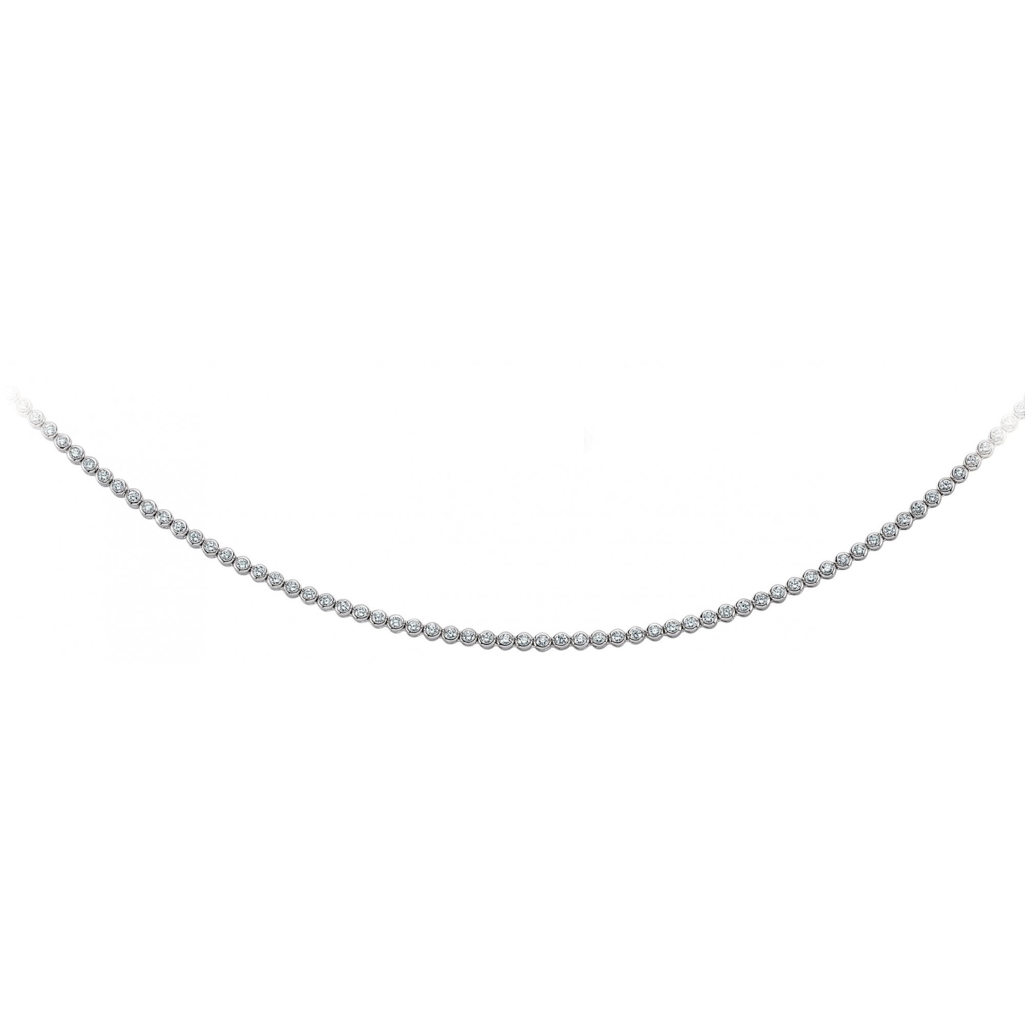 925 Sterling Silver Cubic Zirconia Rubover Necklace