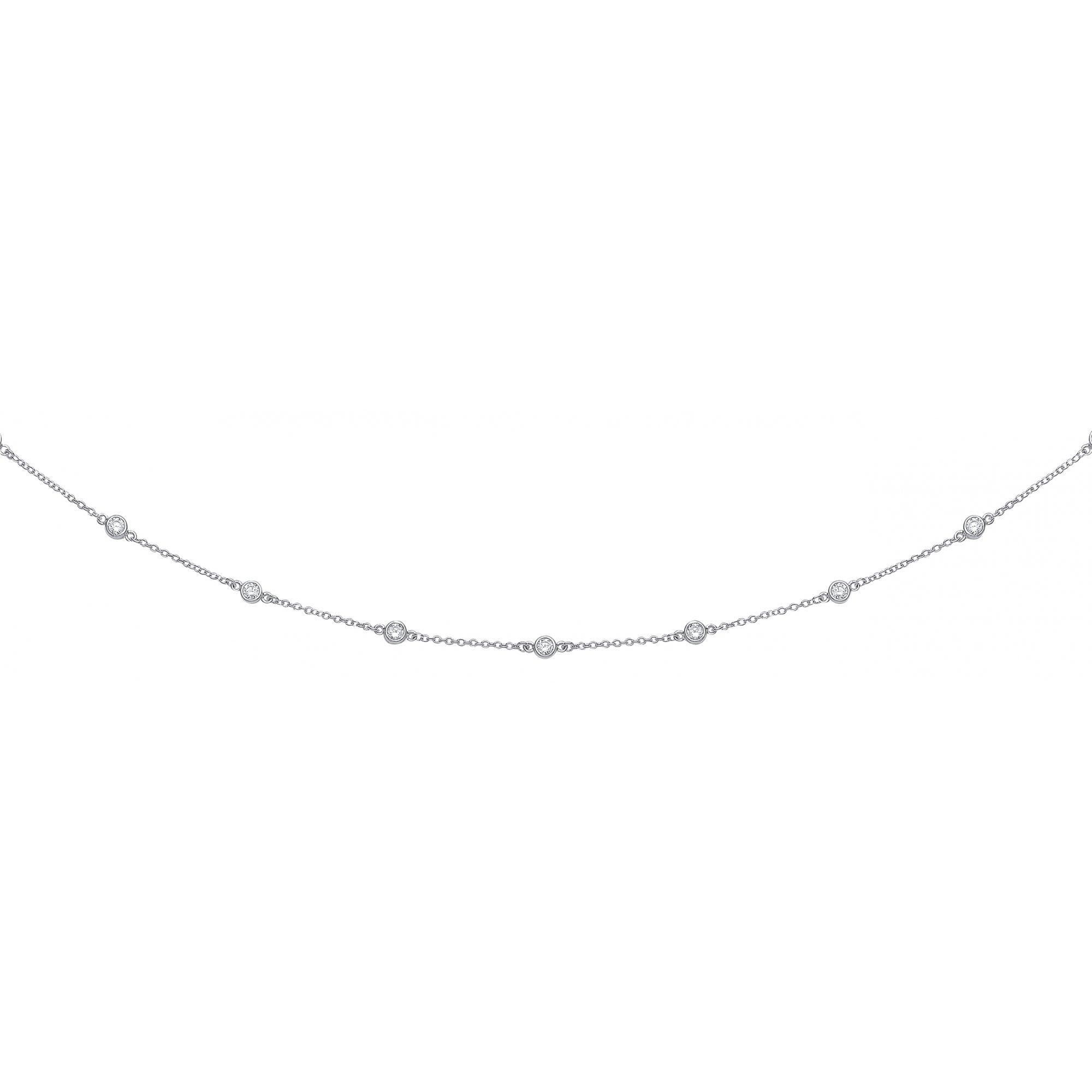 925 Sterling Silver Rhodium Plated Necklace with Cubic Zirconia