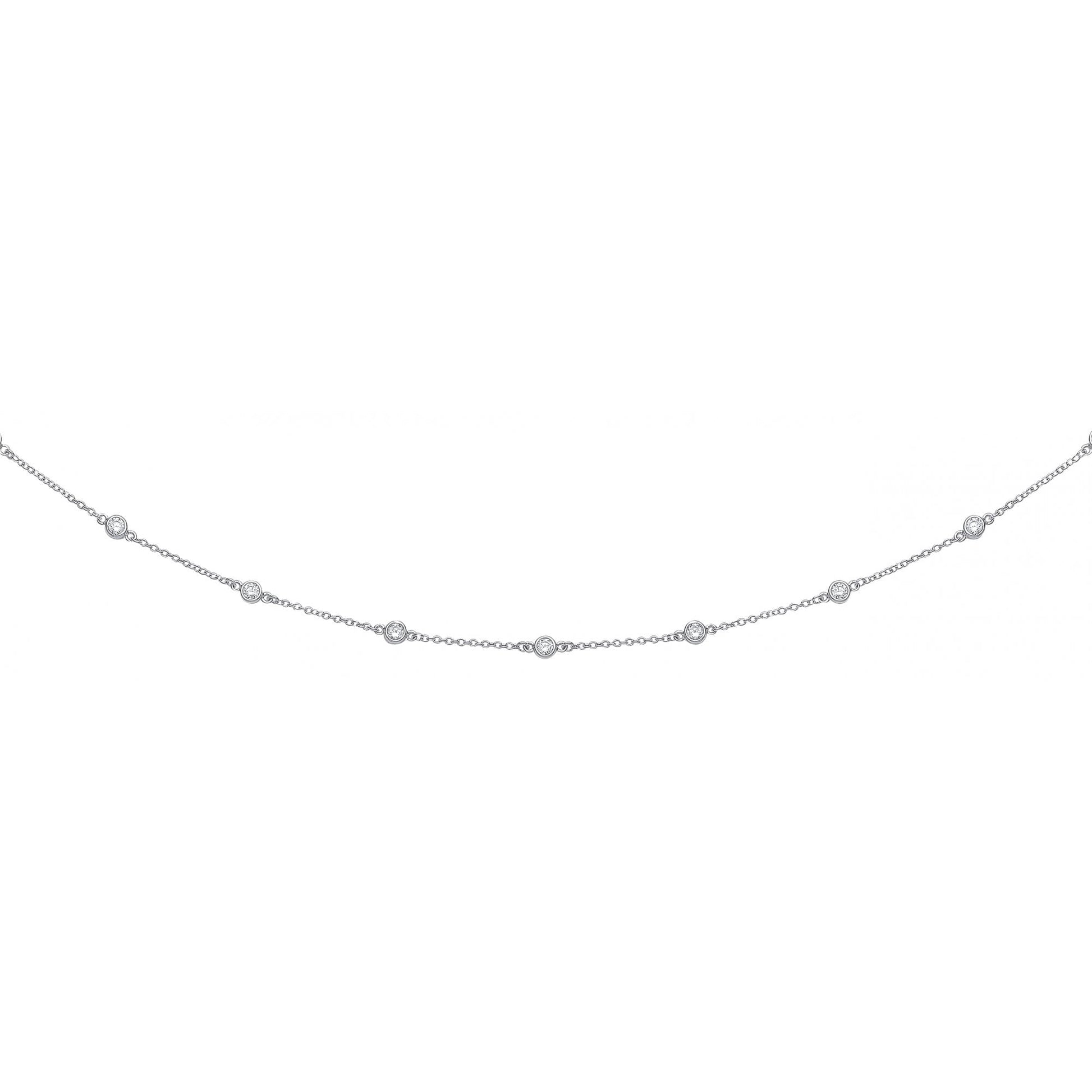 925 Sterling Silver Rhodium Plated Necklace with Cubic Zirconia