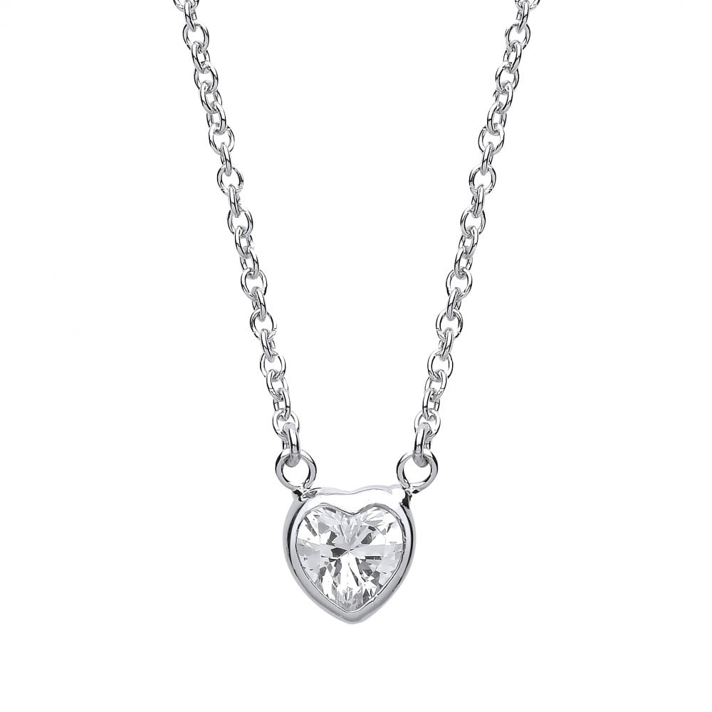 925 Sterling Silver Ladies Necklace With CZ Heart Pendant
