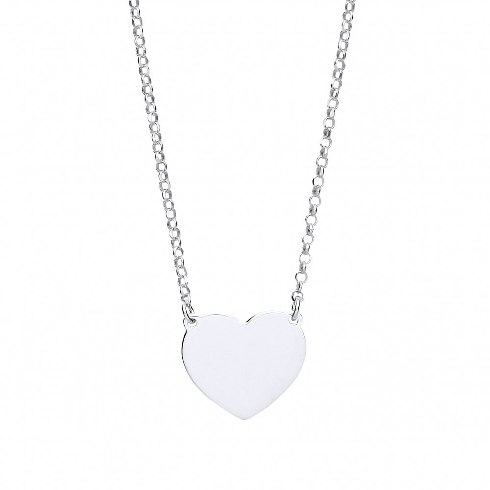 Silver Heart Engravable Pendant Necklace