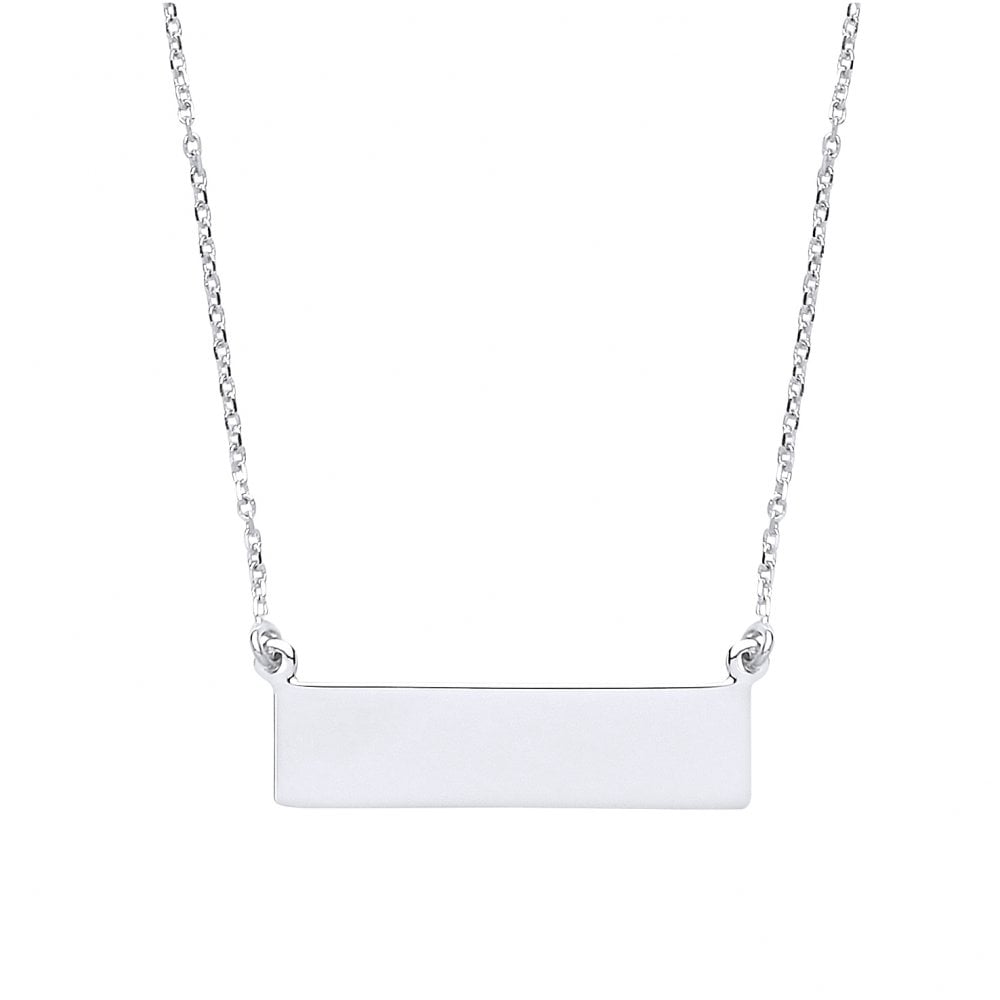 Silver Engravable Bar Pendant Necklace