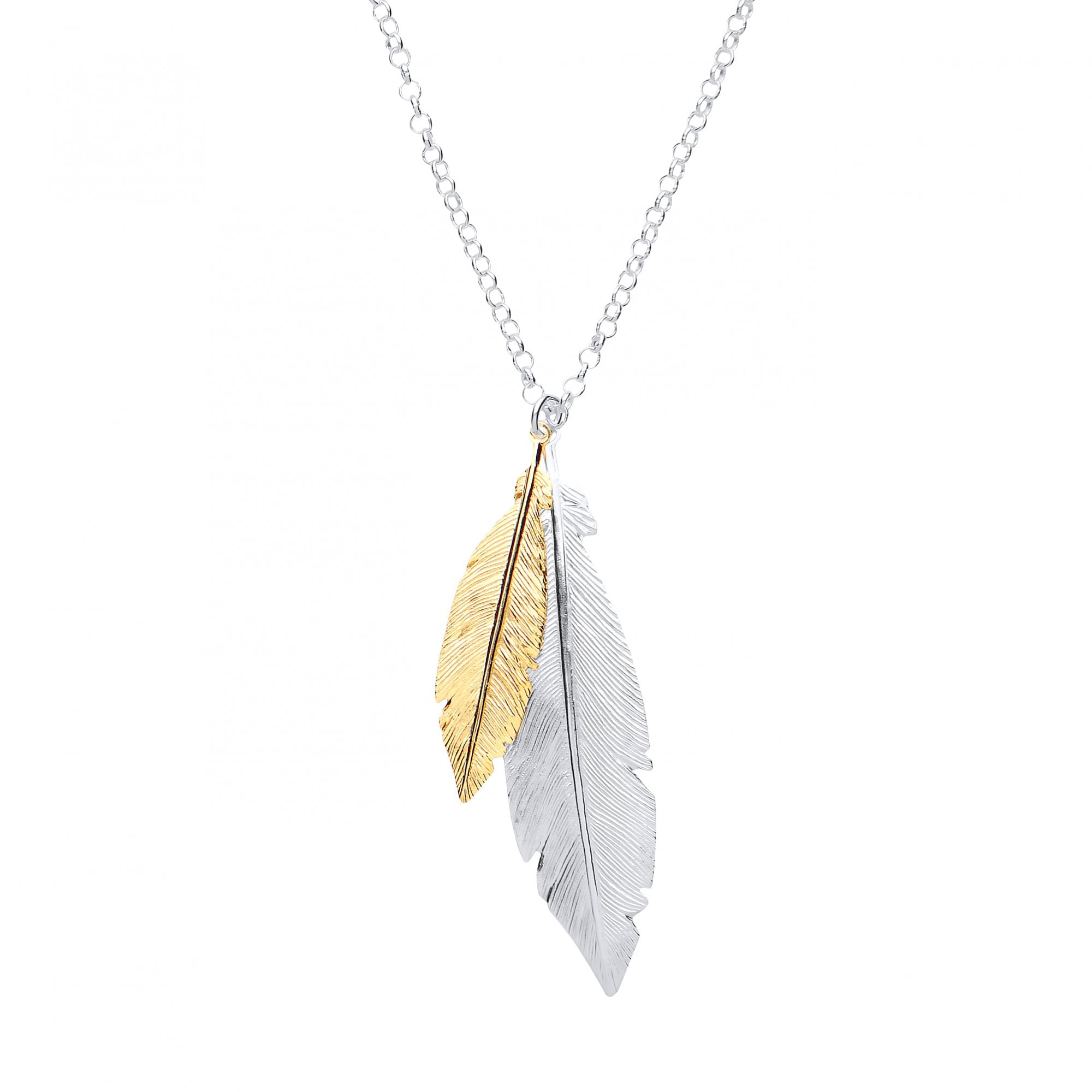 Silver & Gold Plated Double Leaf Pendant Necklace